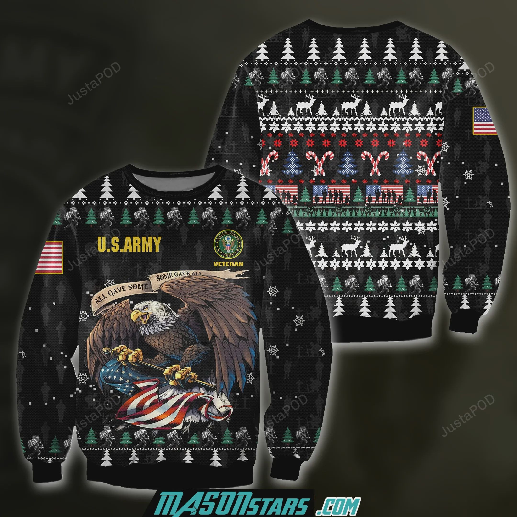 3D All Over Print Us Army Veteran Ugly Christmas Sweater Adult 3D Funny Matching for family