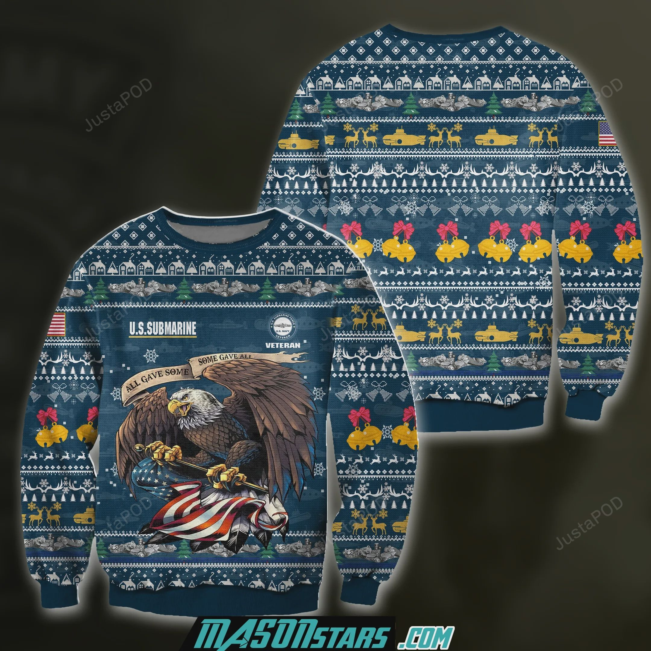 3D All Over Print Us Submarine Veteran Ugly Christmas Sweater Adult 3D Funny Matching for family