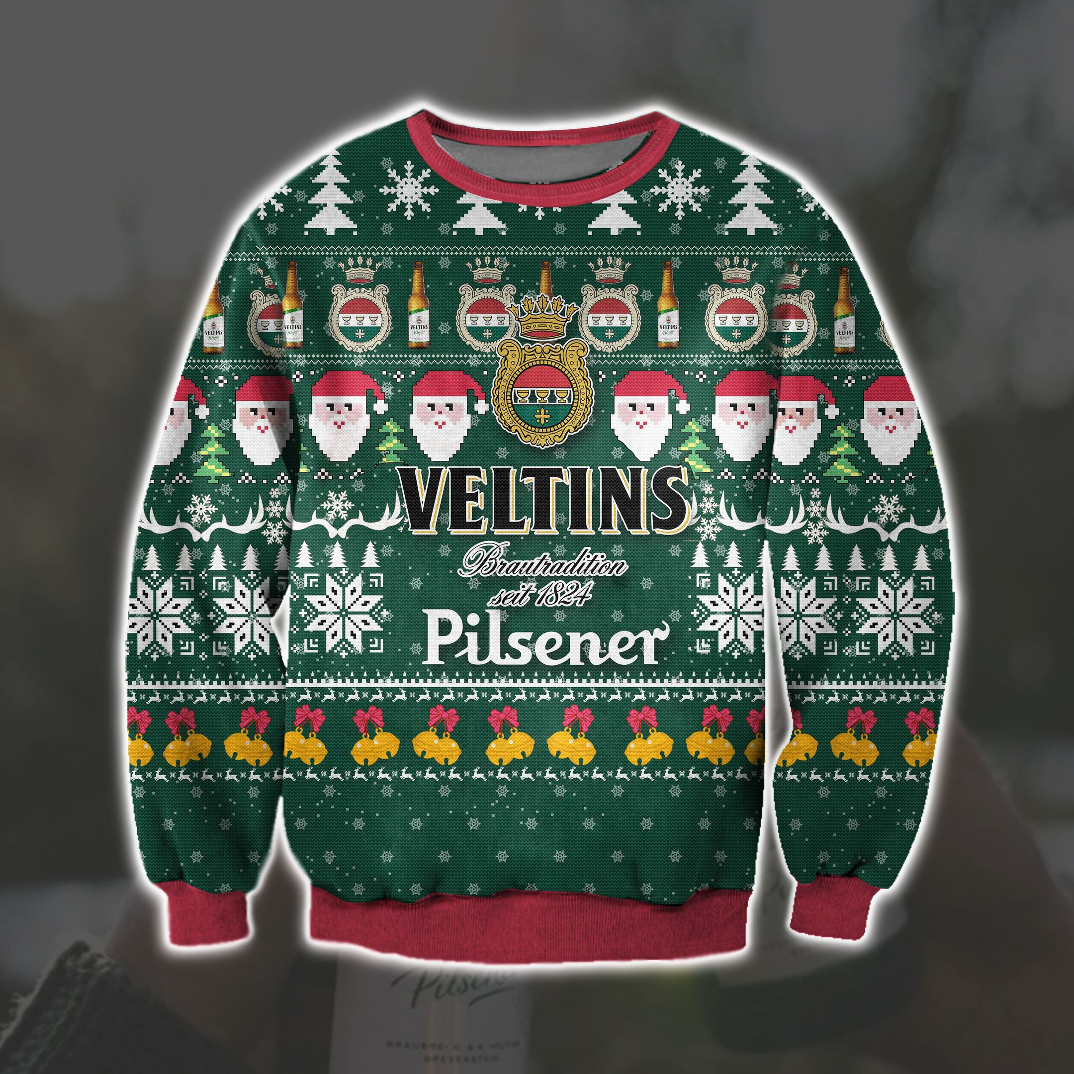 3D All Over Print Veltins Pilsener Beer Ugly Christmas Sweater Adult 3D Funny Matching for family