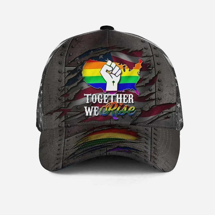 3D All Over Printing Baseball Cap Hat, Lgbt Pride Together We Rise, Gay Pride Accessories Trucker Hats Custom Hats Gifts For Men & Women