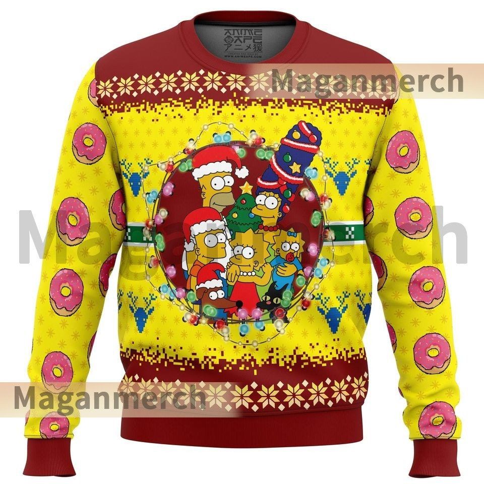 3D All Printed Ugly Christmas Sweater The Simpsons Ugly Christmas Sweater