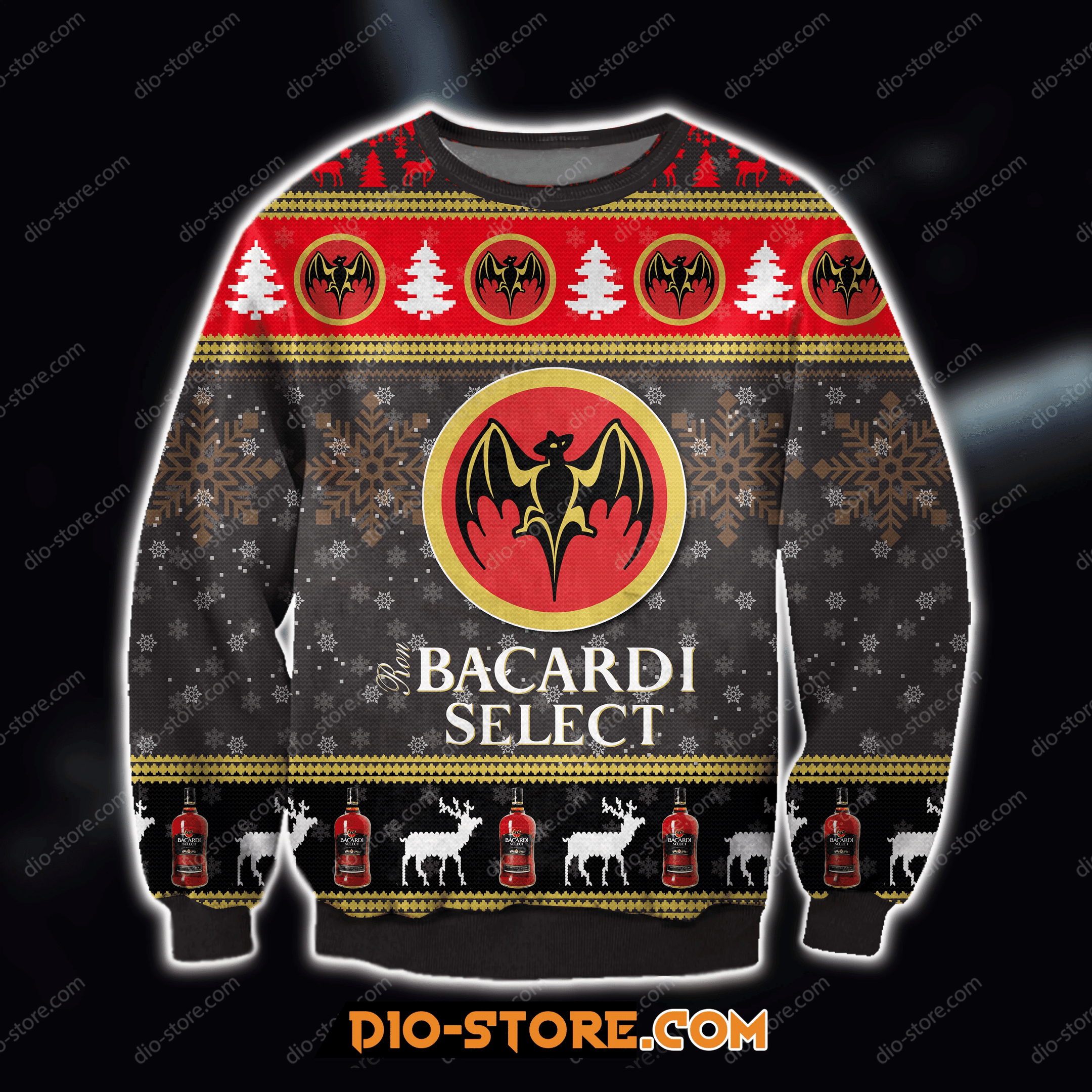 3D Bacardi Select Rum Wine Ugly Christmas Sweater Adult 3D Funny Matching for family