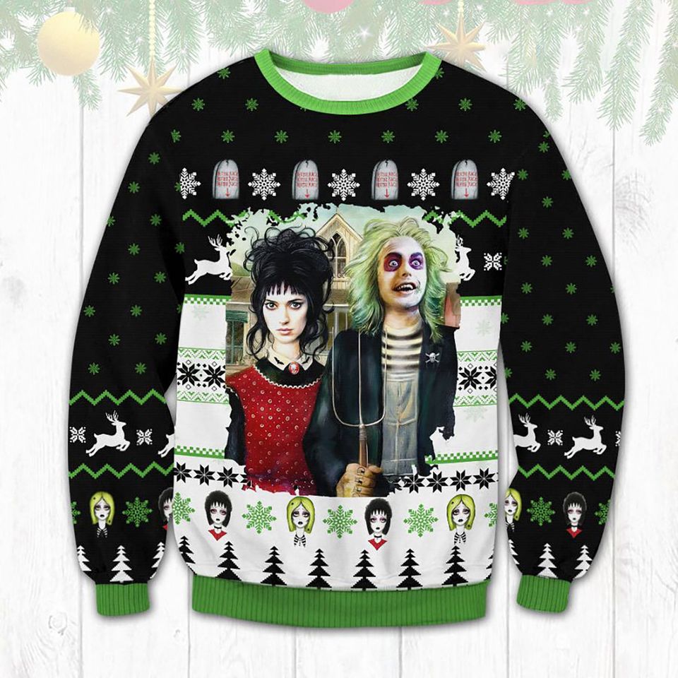 3D Beetlejuice Ugly Christmas Sweater