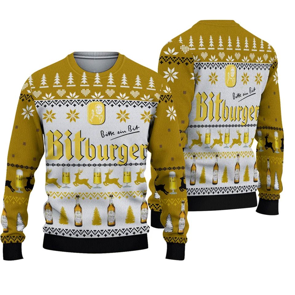 3D Bitburger Beer Ugly Sweater Christmas