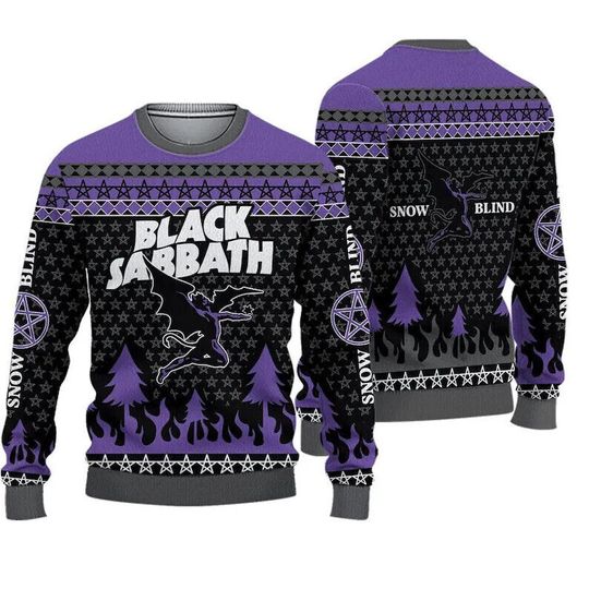 3D Black Sabbathh Christmas Ugly Sweater, Rock Music Band Lovers Gift Sweater - Image 2