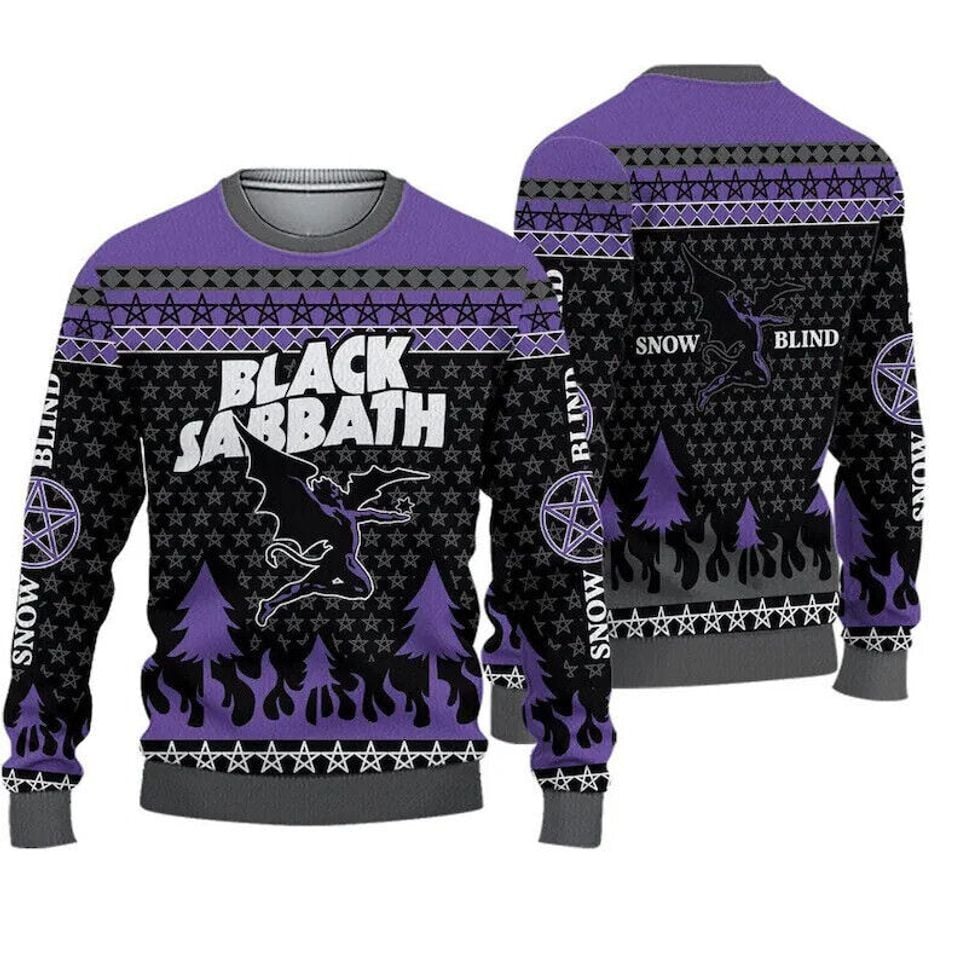 3D Black Sabbathh Christmas Ugly Sweater, Rock Music Band Lovers Gift Sweater