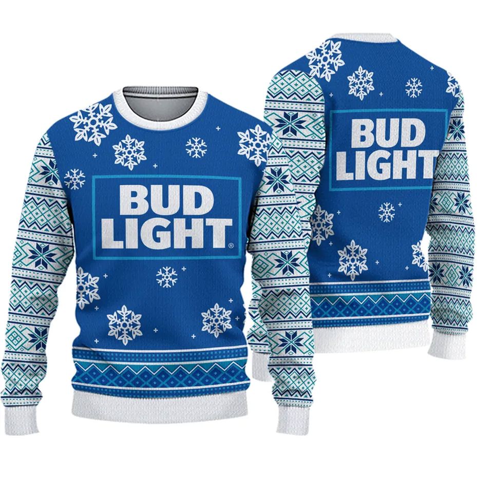 3D Bud Light Classic Ugly Christmas Sweater
