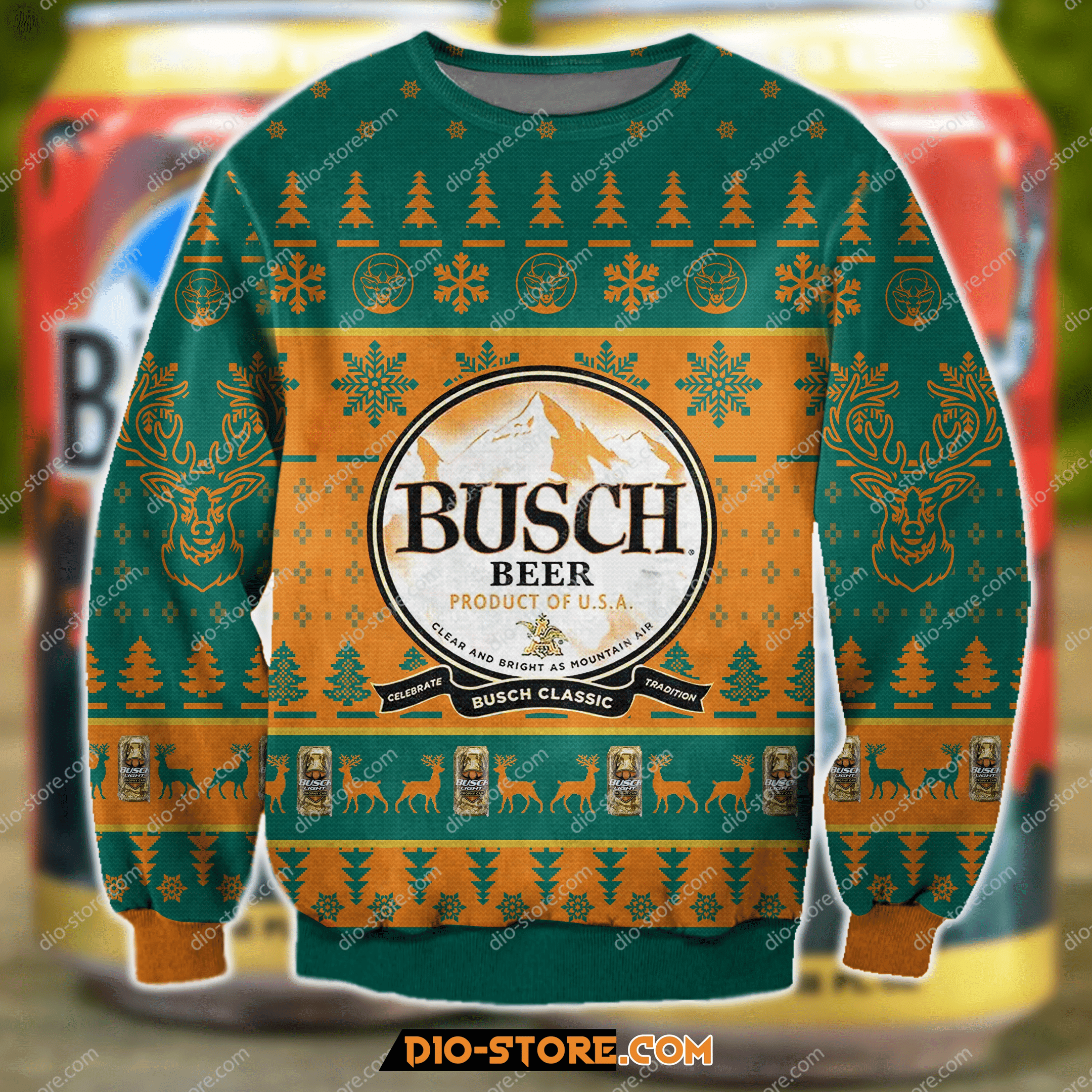 3D Busch Buck Hunter Ugly Christmas Sweater Adult 3D Funny Matching for family