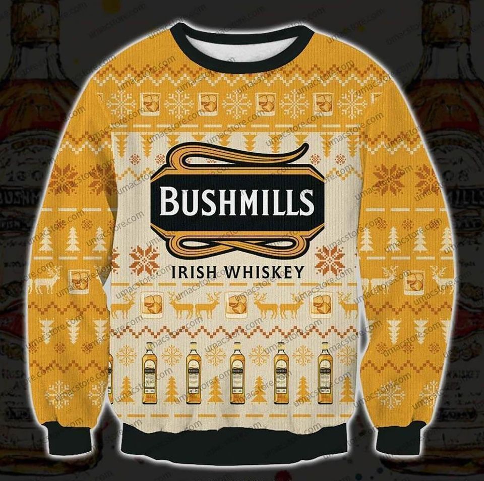 3D Bushmills Irish Whiskey 3D Print Christmas Sweater