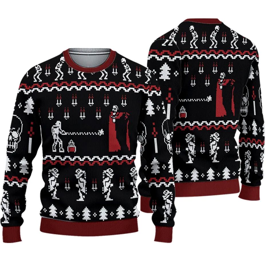 3D Castlevania Classic Game Ugly Christmas Sweater