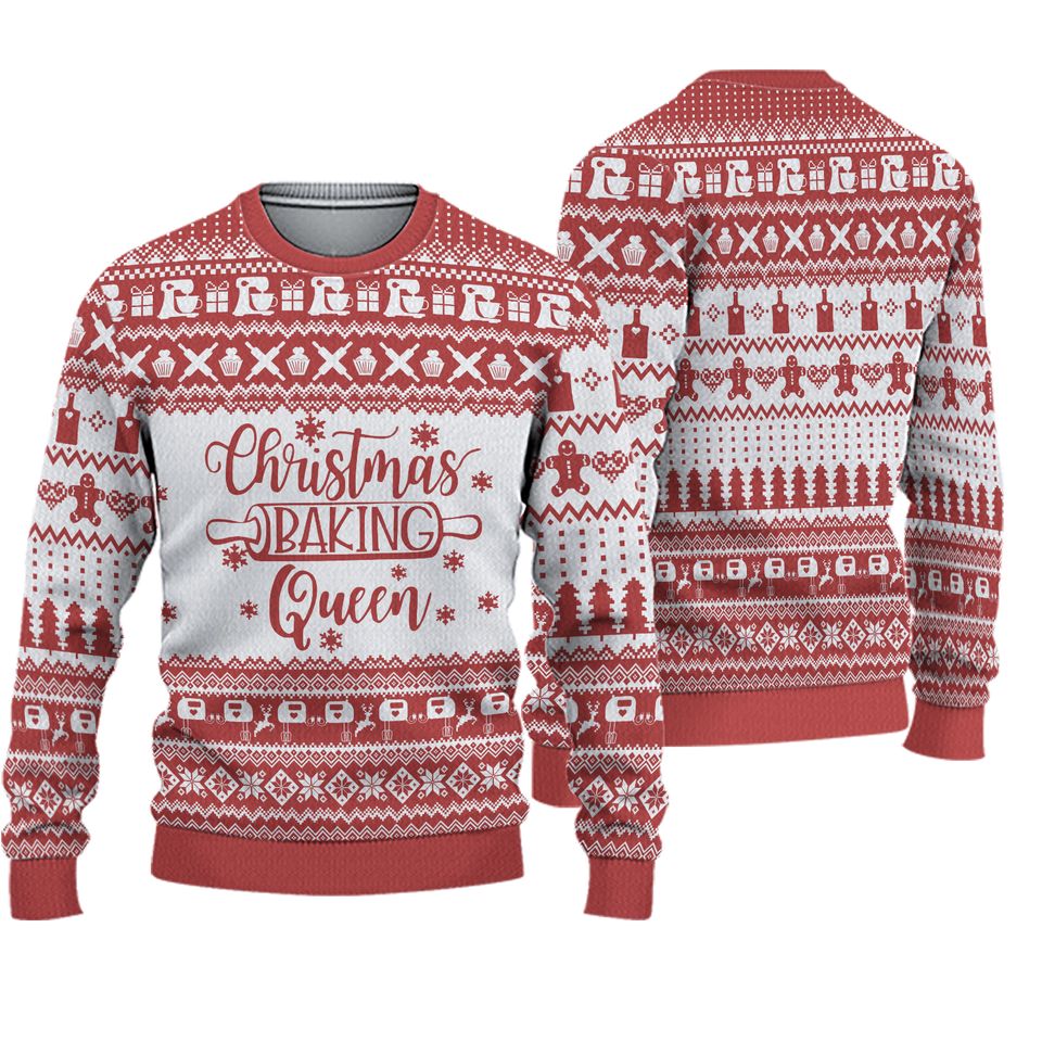 3D Christmas Baking Queen Ugly Sweater