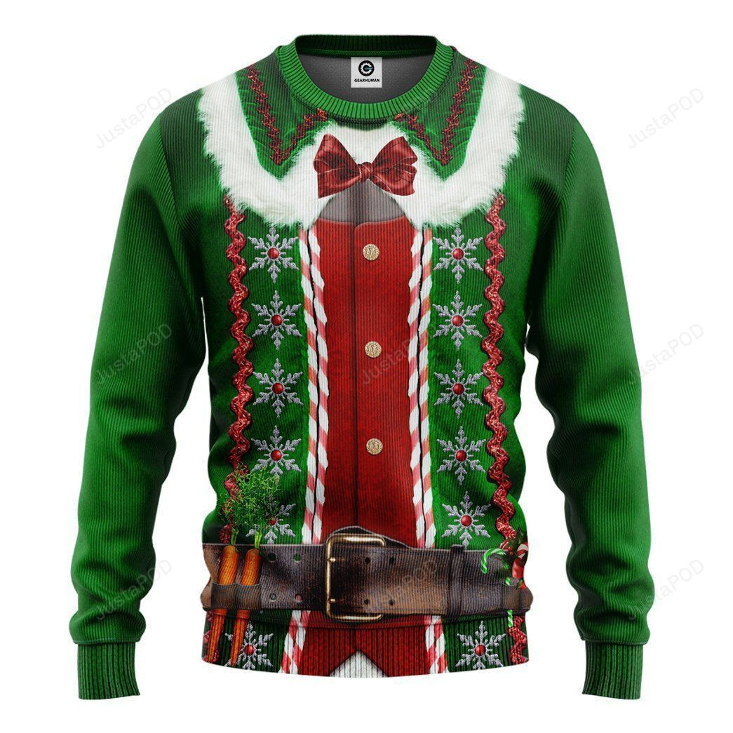 3D Christmas Elf Ugly Christmas Sweater Adult 3D Funny Matching for family