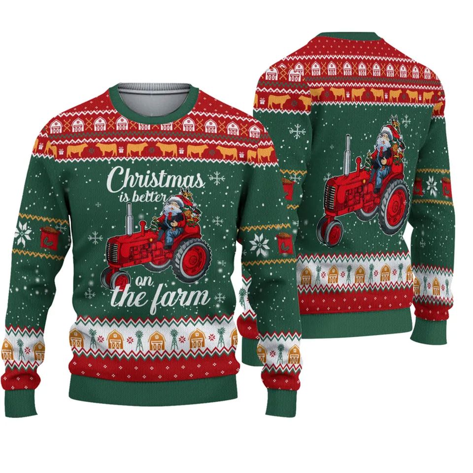 3D Christmas Is Better On The Farm Ugly Christmas