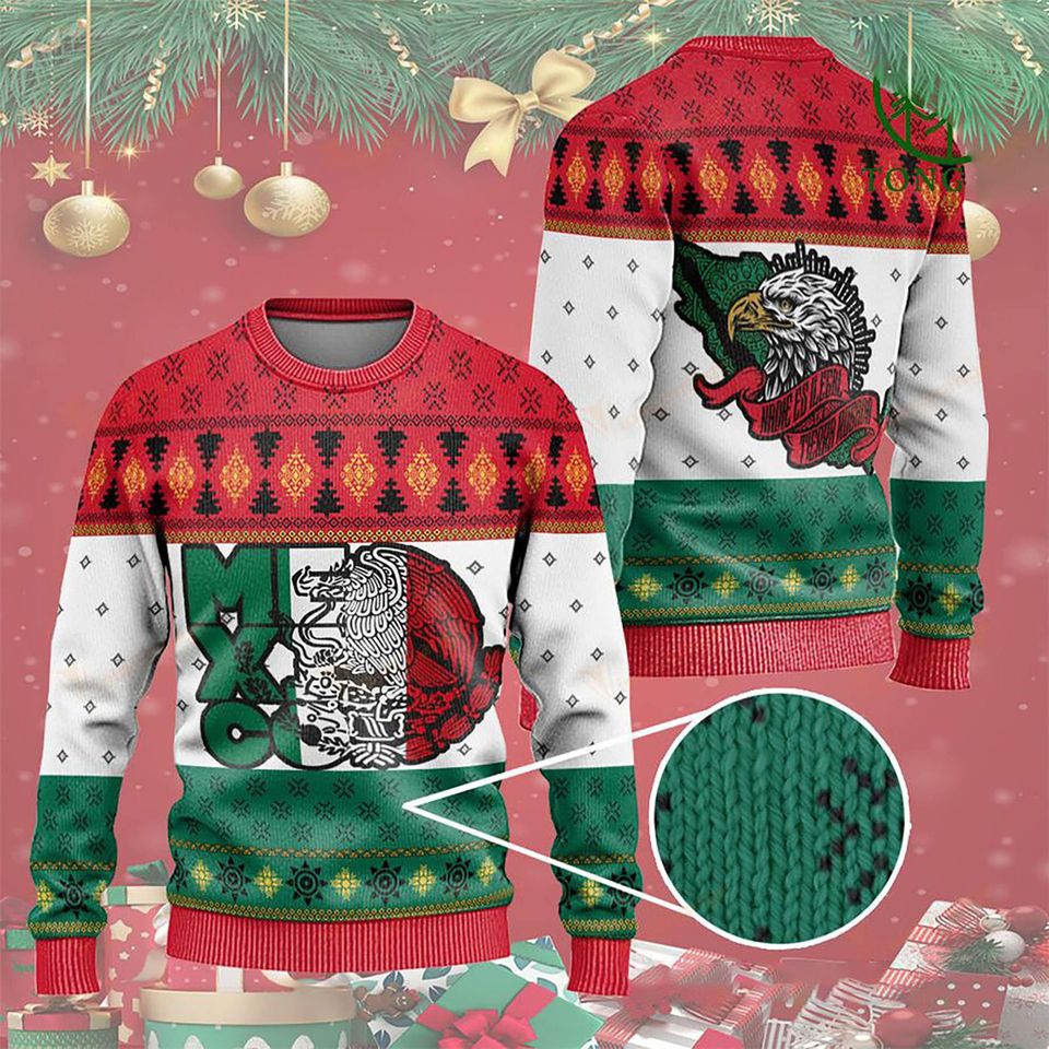 3D Christmas Mexico Flag Ugly Sweaters