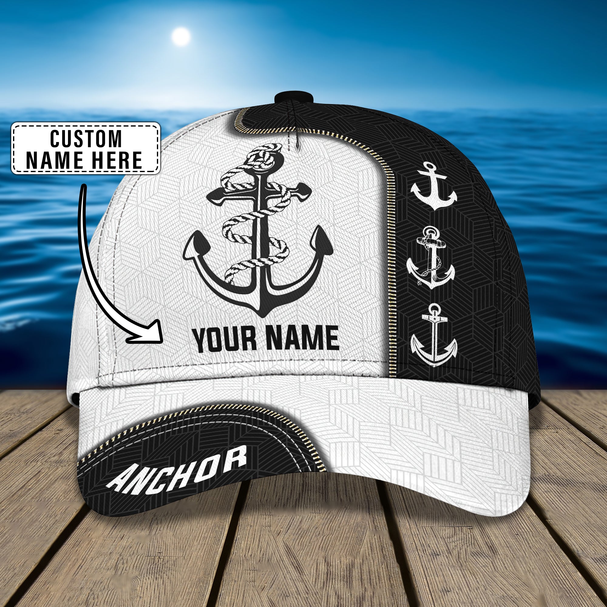 3D Classic Cap Anchor Personalized Name Cap 99 Trucker Hats Custom Hats Gifts For Men & Women