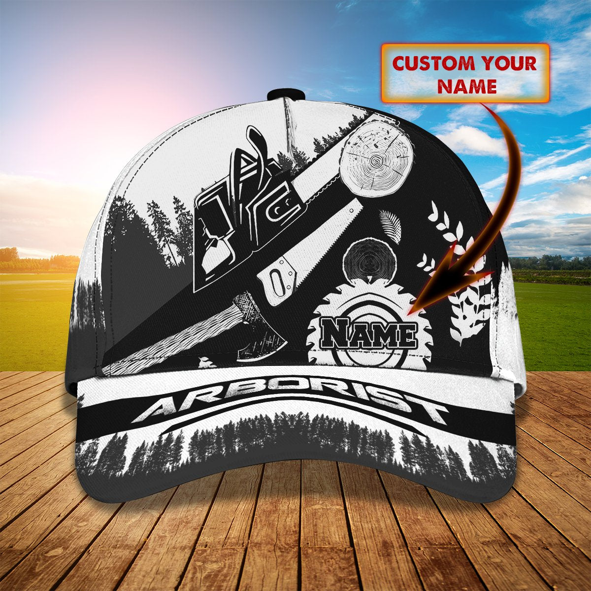 3D Classic Cap Arborist Personalized Name Cap 129 Trucker Hats Custom Hats Gifts For Men & Women