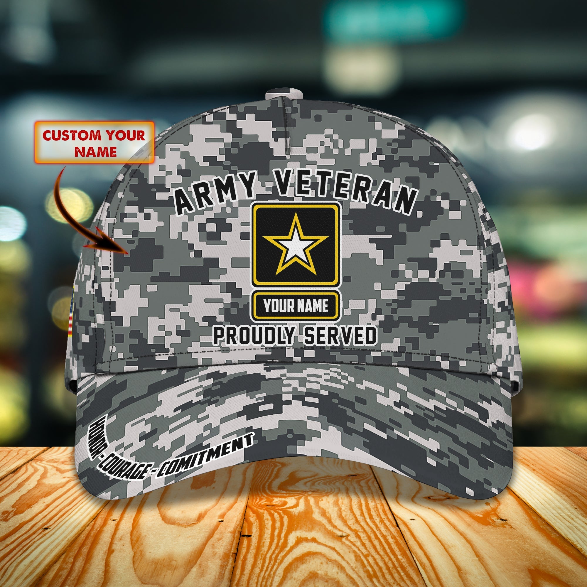 3D Classic Cap Army Veteran Personalized Name Cap 37 Trucker Hats Custom Hats Gifts For Men & Women