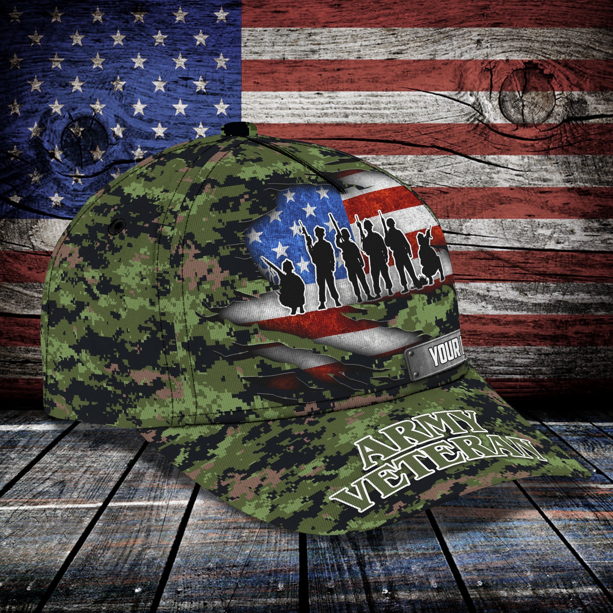 3D Classic Cap Army Veteran Personalized Name Cap Trucker Hats Custom Hats Gifts For Men & Women