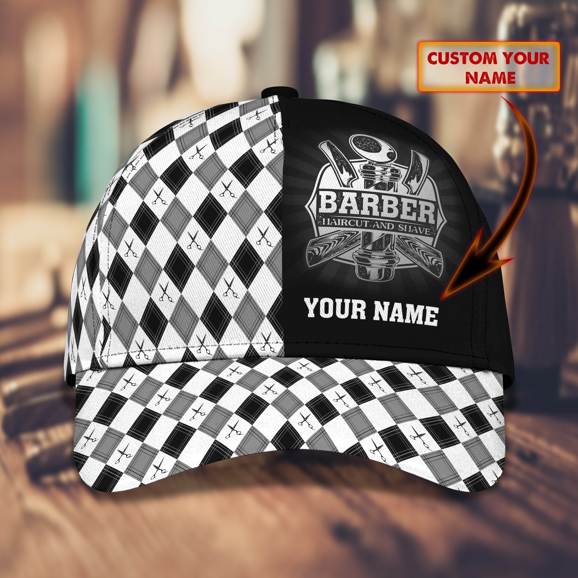 3D Classic Cap Barber Personalized Name Cap Trucker Hats Custom Hats Gifts For Men & Women