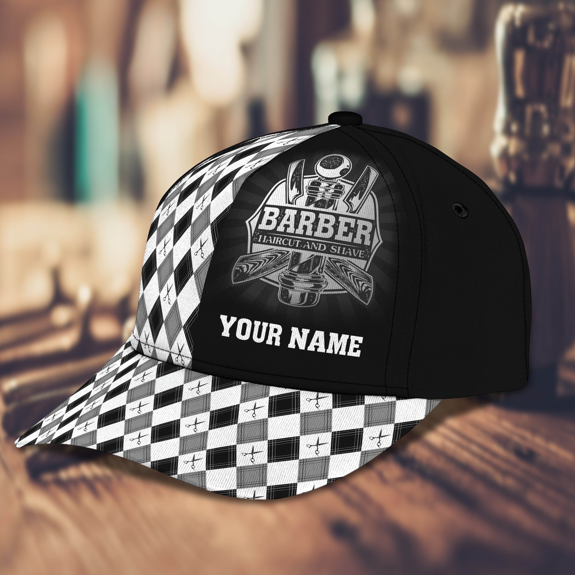 3D Classic Cap Barber Personalized Name Cap Trucker Hats Custom Hats Gifts For Men & Women