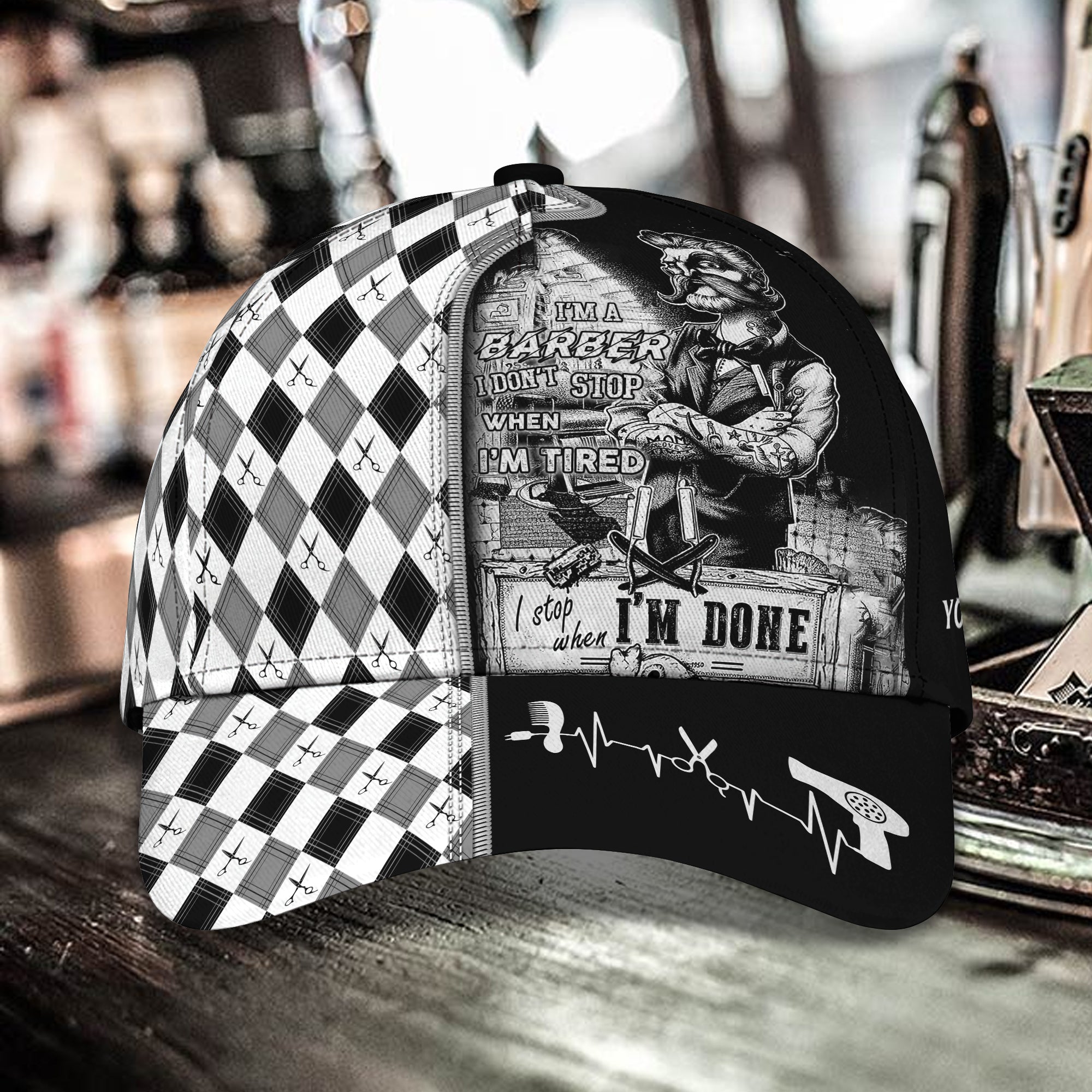 3D Classic Cap Barber Personalized Name Cap01 Trucker Hats Custom Hats Gifts For Men & Women