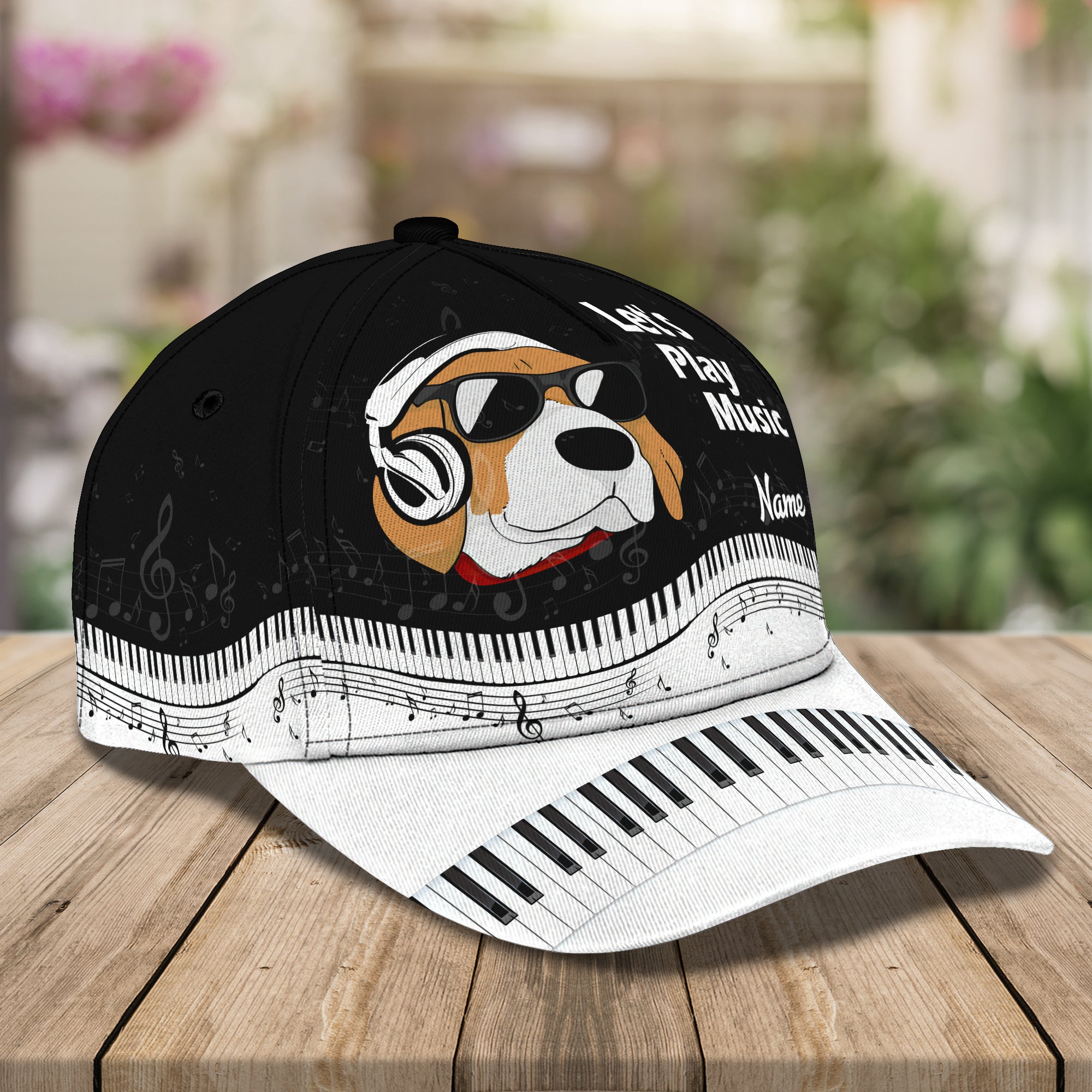 3D Classic Cap Beagle Piano Personalized Name Cap Trucker Hats Custom Hats Gifts For Men & Women