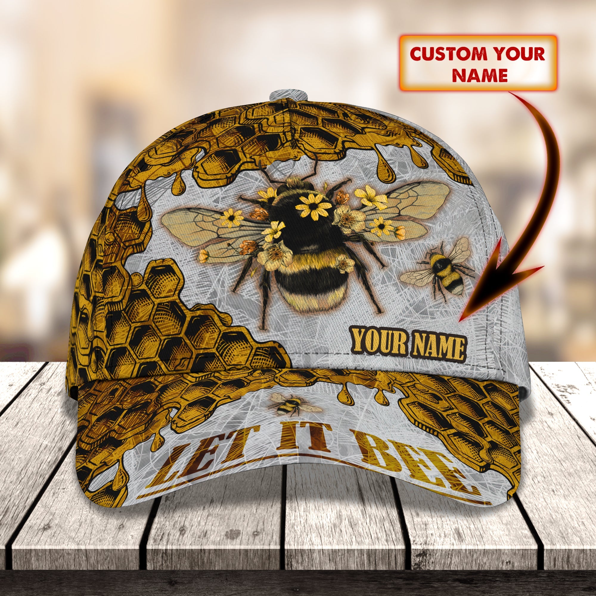 3D Classic Cap Bee 01 (New) Personalized Name Cap Trucker Hats Custom Hats Gifts For Men & Women