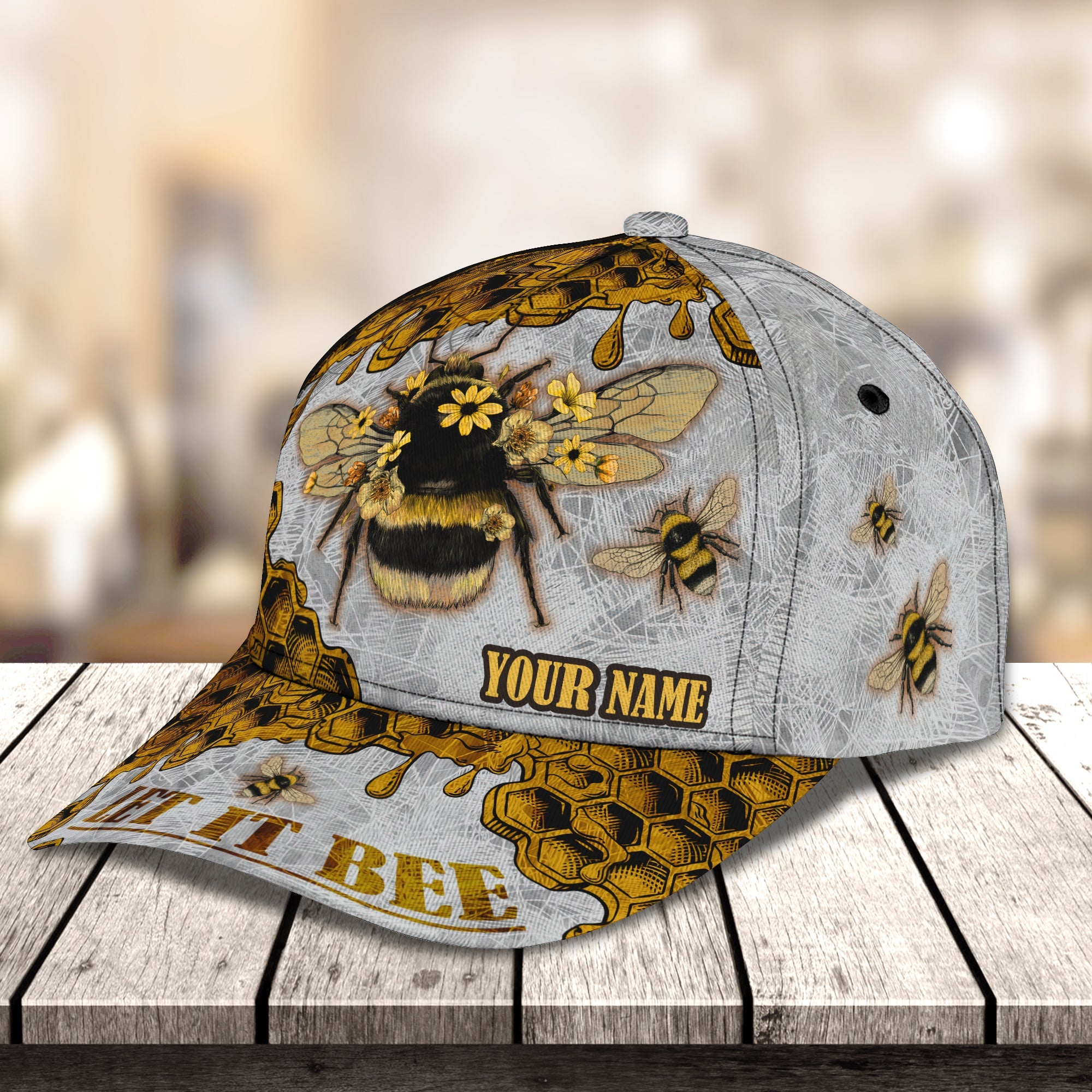 3D Classic Cap Bee 01 (New) Personalized Name Cap Trucker Hats Custom Hats Gifts For Men & Women