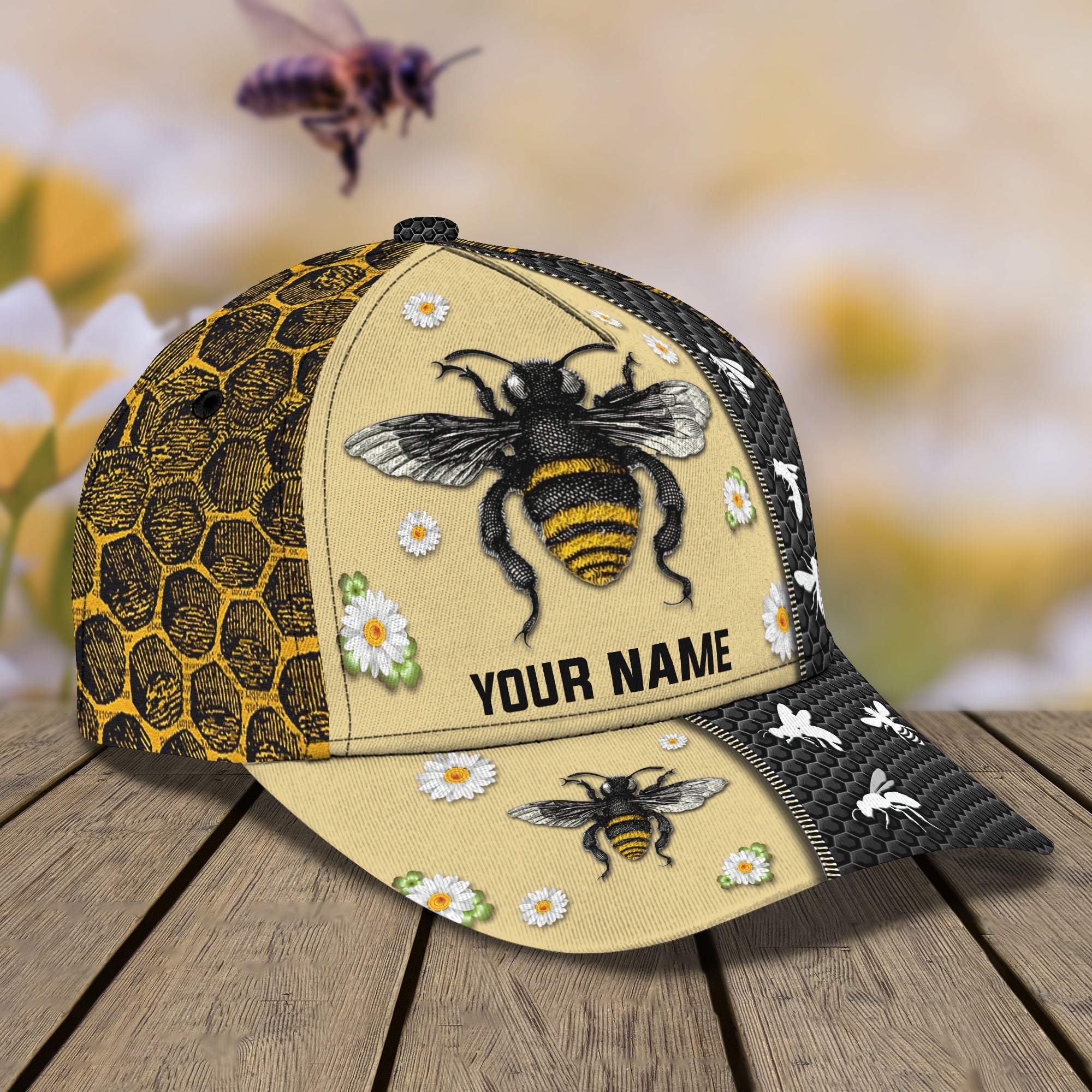 3D Classic Cap Bee 01 Personalized Name Cap Trucker Hats Custom Hats Gifts For Men & Women