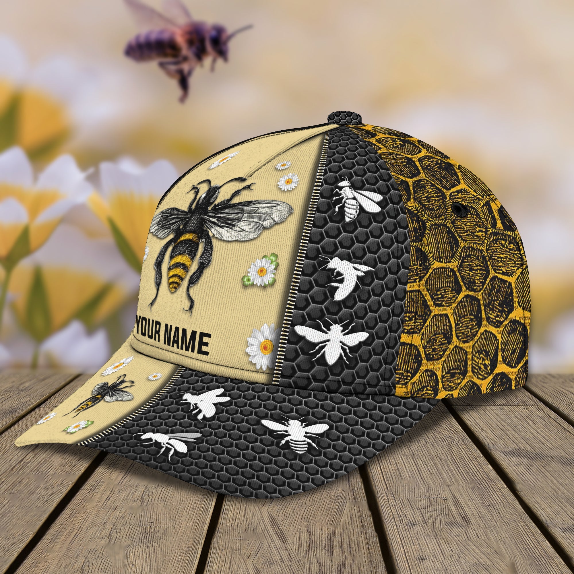 3D Classic Cap Bee 01 Personalized Name Cap Trucker Hats Custom Hats Gifts For Men & Women