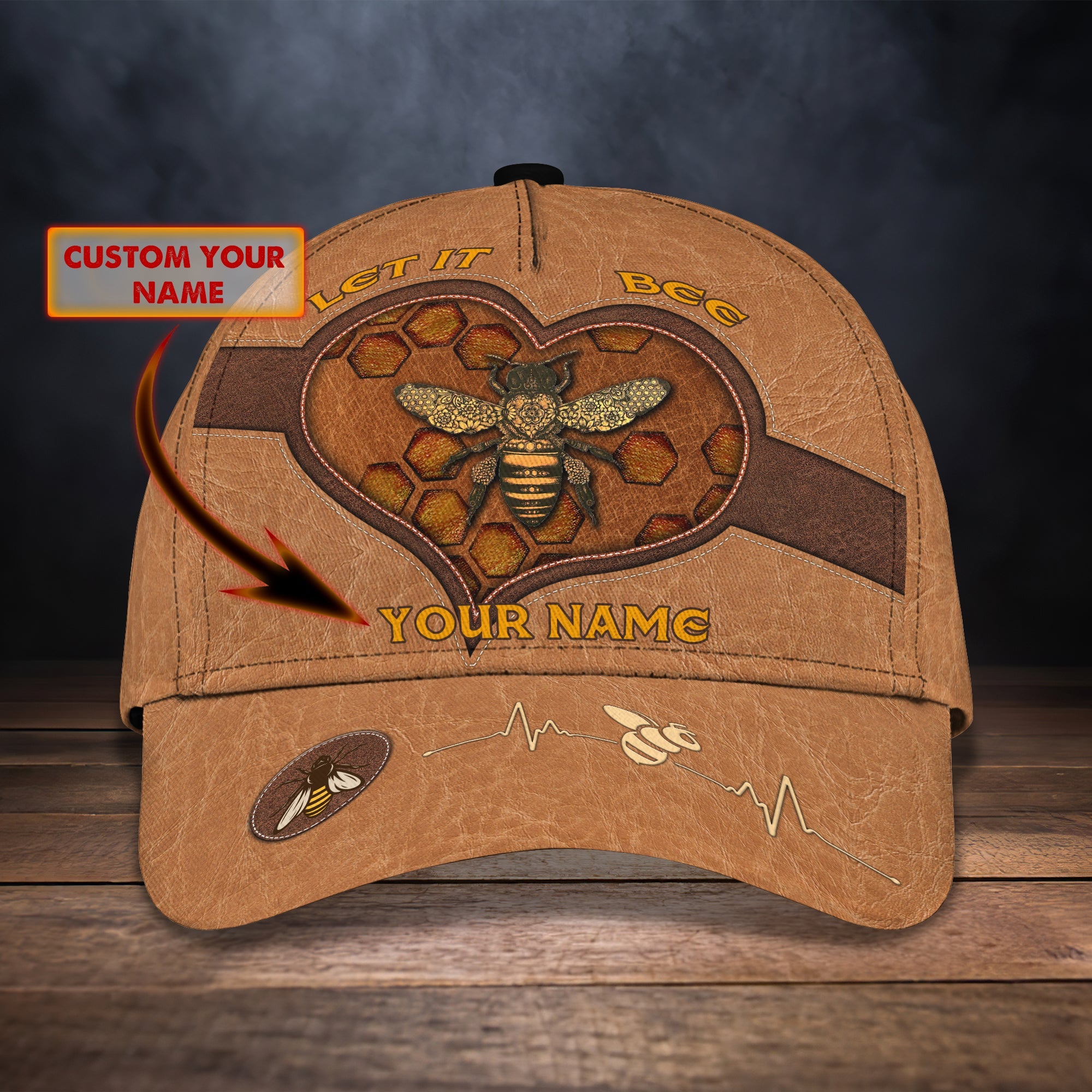3D Classic Cap Bee 06 Personalized Name Cap Trucker Hats Custom Hats Gifts For Men & Women