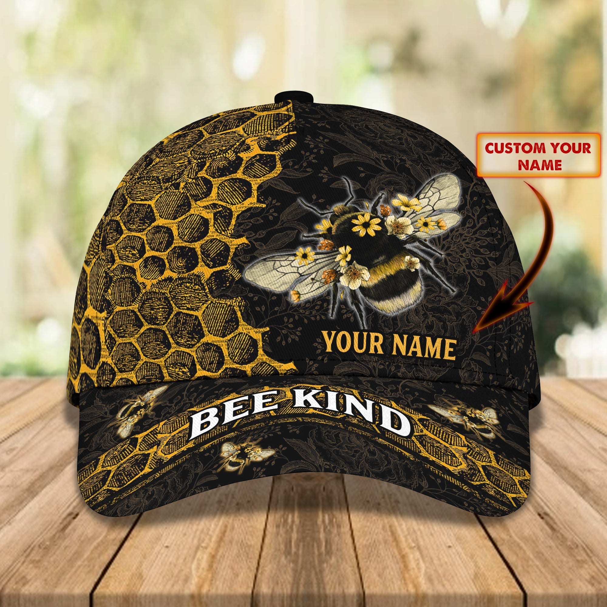 3D Classic Cap Bee 08 Personalized Name Cap Trucker Hats Custom Hats Gifts For Men & Women