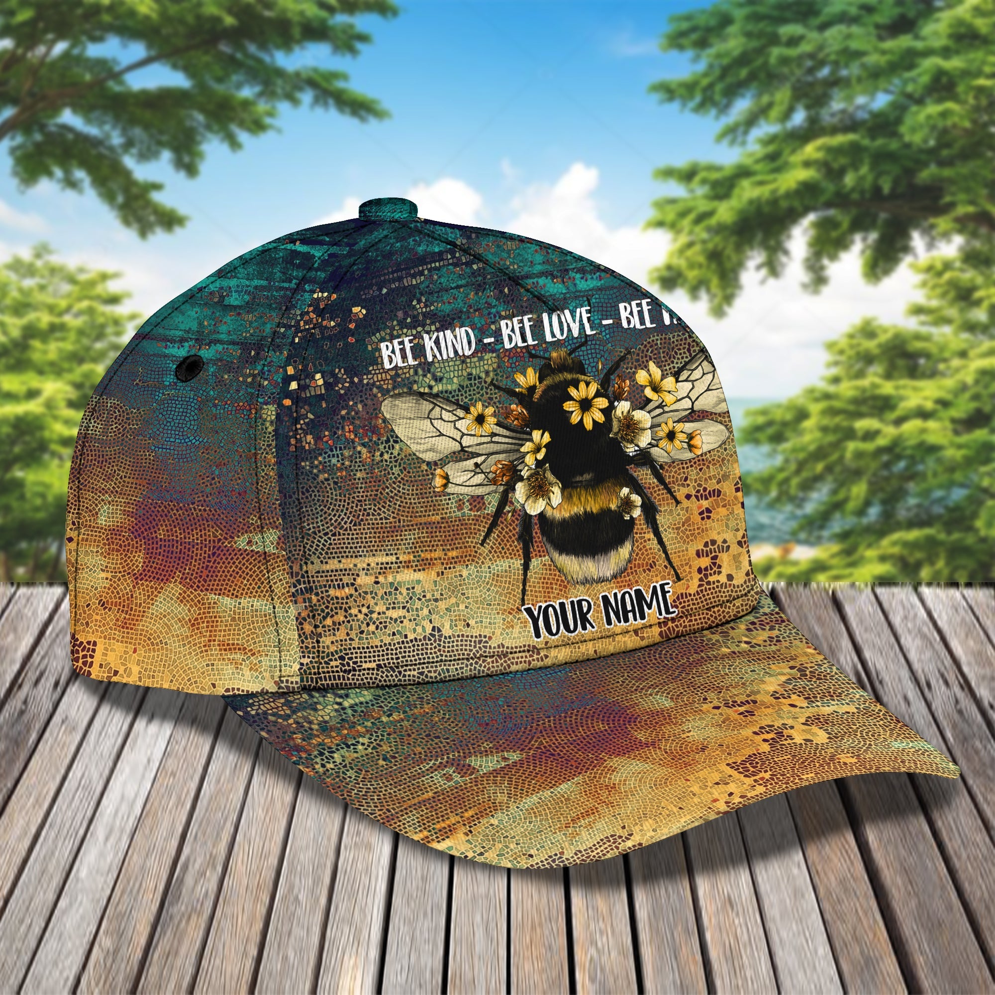 3D Classic Cap Bee Kind Bee Love Bee Happy Personalized Name Cap Trucker Hats Custom Hats Gifts For Men & Women