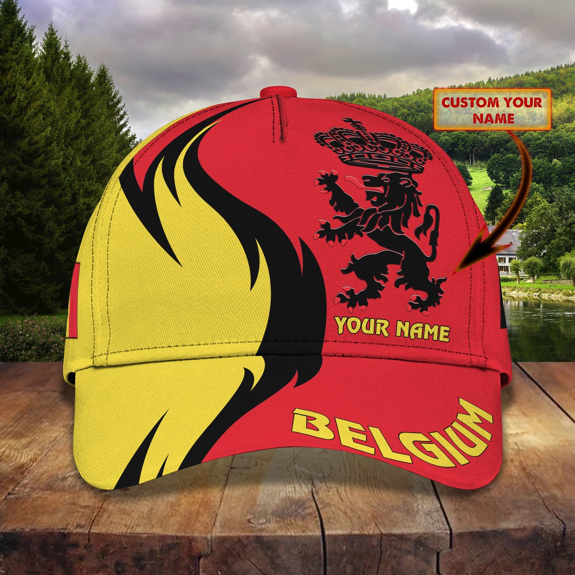 3D Classic Cap Belgium 02 Personalized Name Cap Trucker Hats Custom Hats Gifts For Men & Women