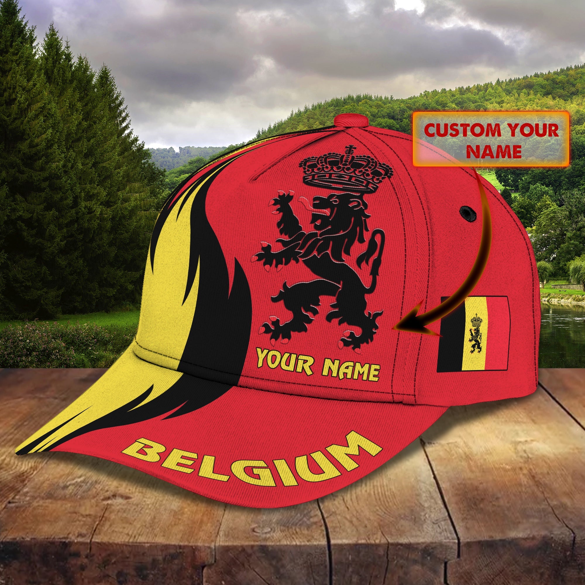 3D Classic Cap Belgium 02 Personalized Name Cap Trucker Hats Custom Hats Gifts For Men & Women
