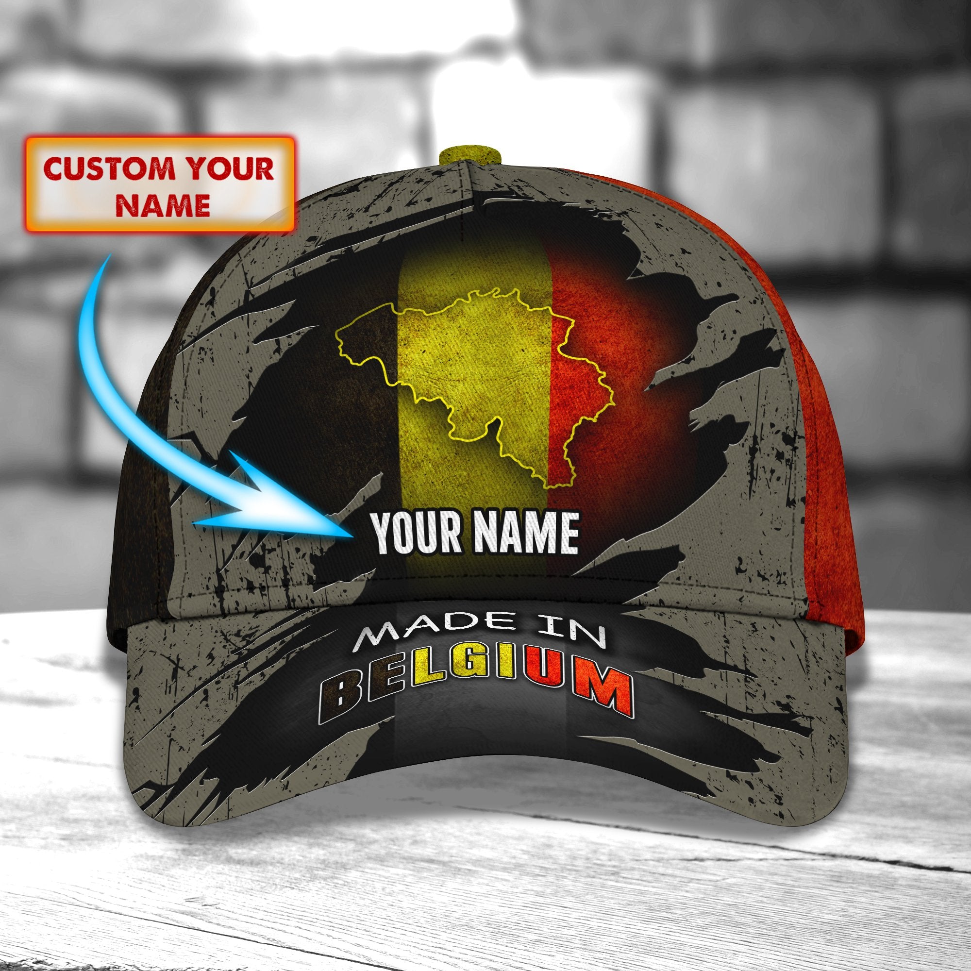 3D Classic Cap Belgium Personalized Name Cap 01 Trucker Hats Custom Hats Gifts For Men & Women