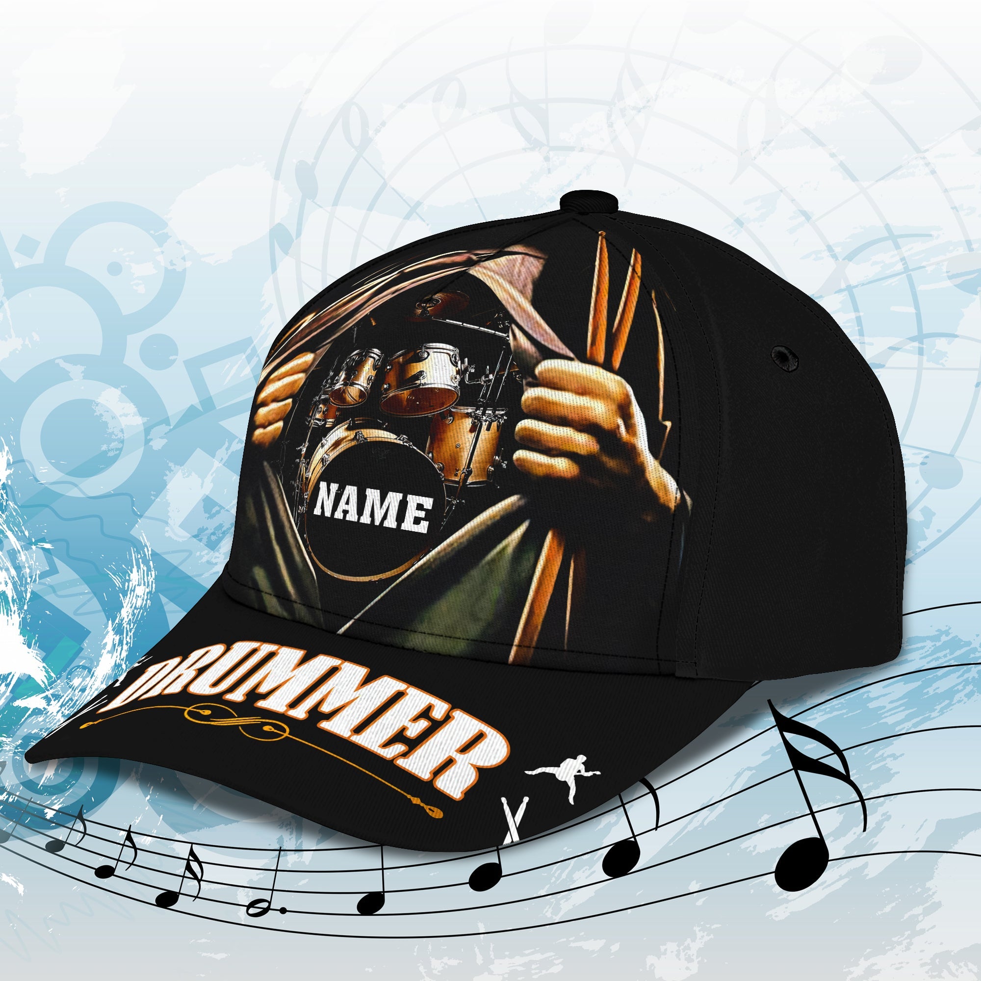 3D Classic Cap Best Drummer Personalized Name Cap 29 Trucker Hats Custom Hats Gifts For Men & Women