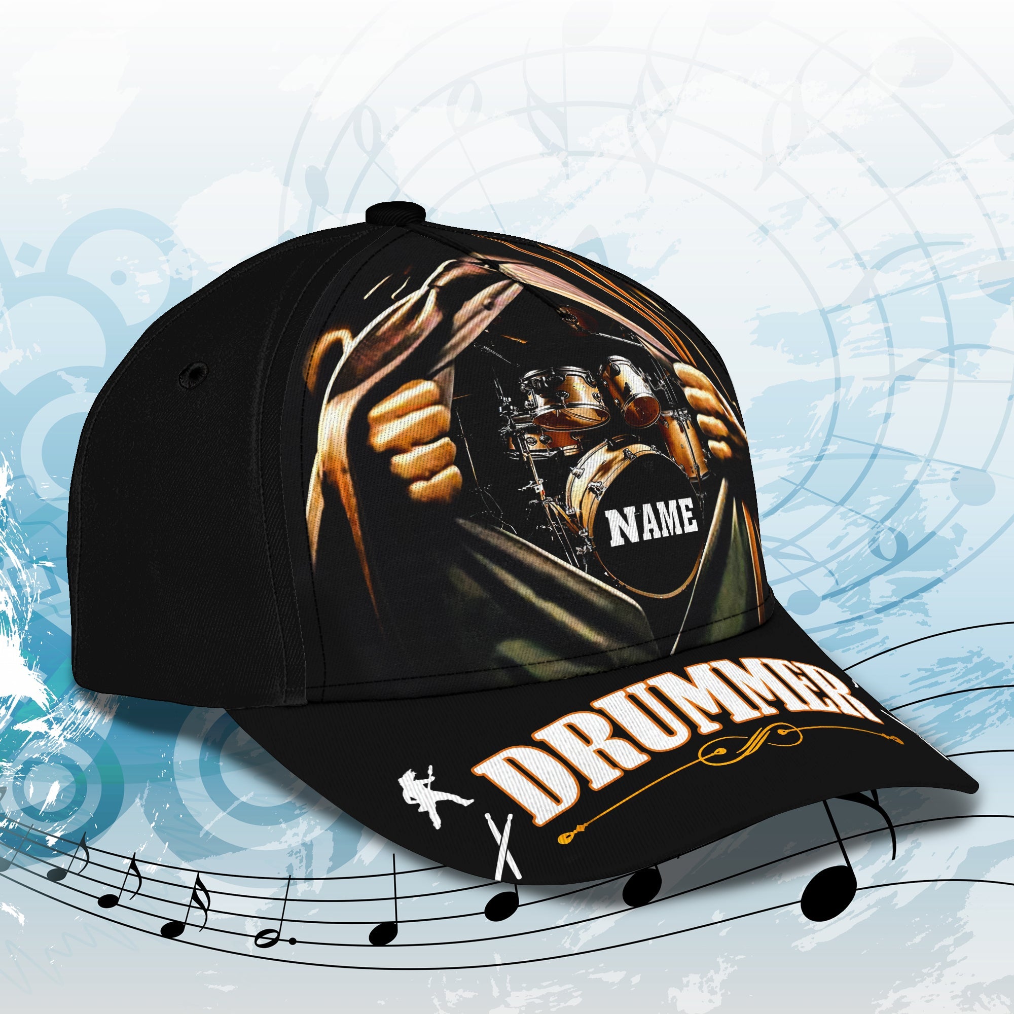 3D Classic Cap Best Drummer Personalized Name Cap 29 Trucker Hats Custom Hats Gifts For Men & Women
