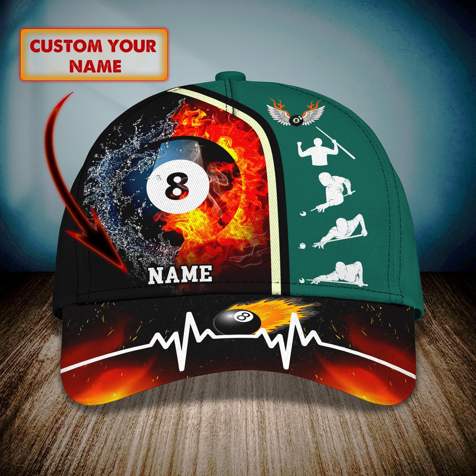 3D Classic Cap Billiard 8 Ball Personalized Name Cap Trucker Hats Custom Hats Gifts For Men & Women
