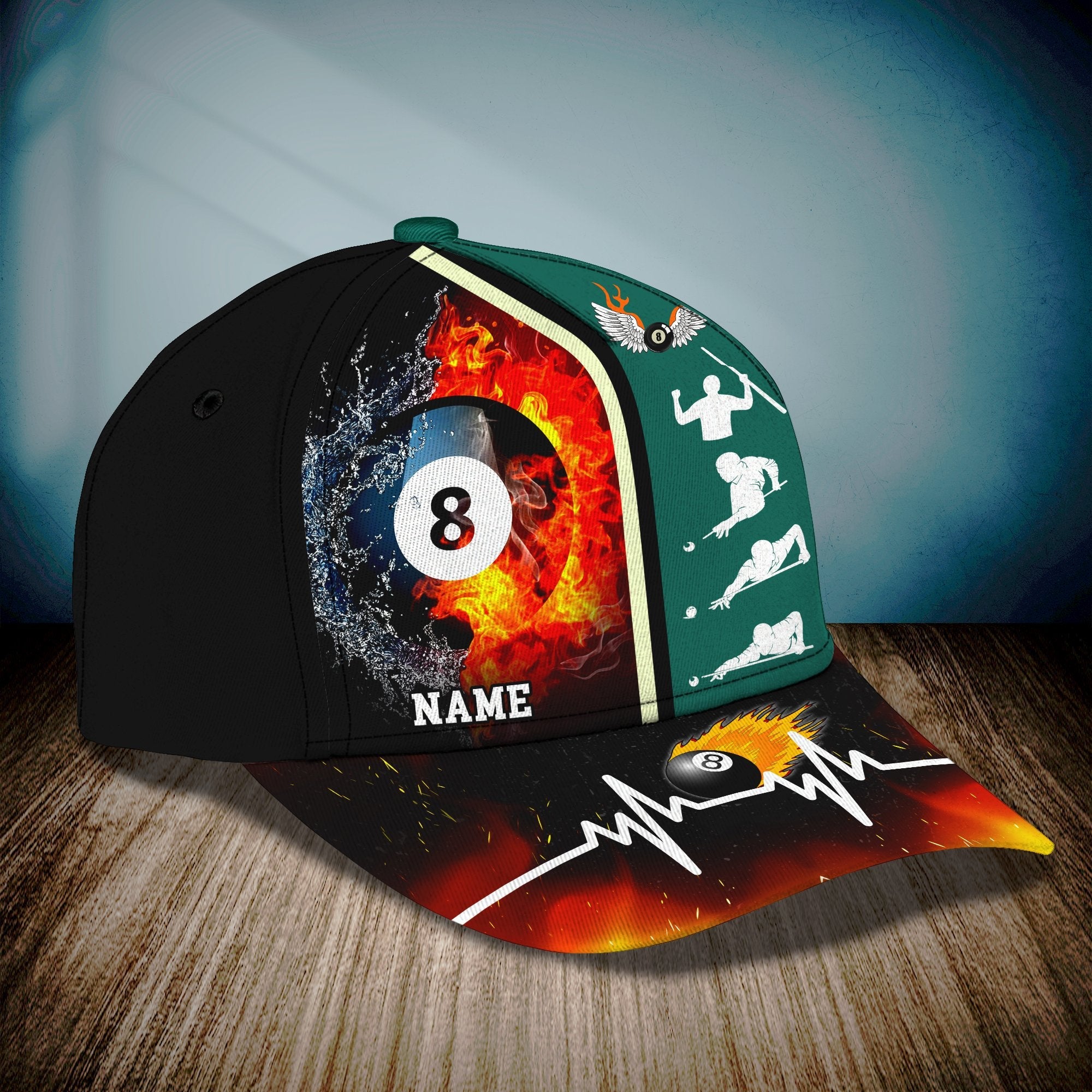 3D Classic Cap Billiard 8 Ball Personalized Name Cap Trucker Hats Custom Hats Gifts For Men & Women