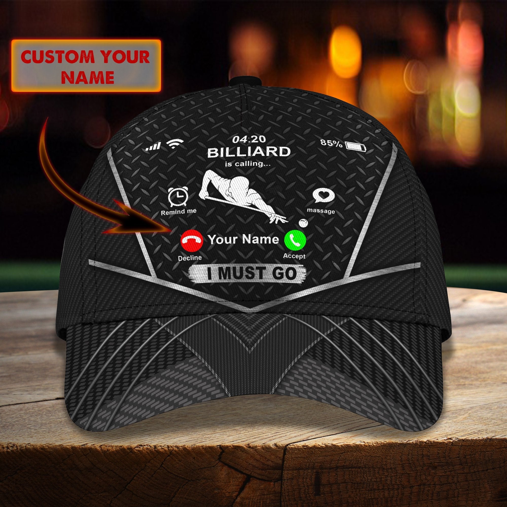3D Classic Cap Billiard Is Calling . . .Personalized Name Cap 174 Trucker Hats Custom Hats Gifts For Men & Women