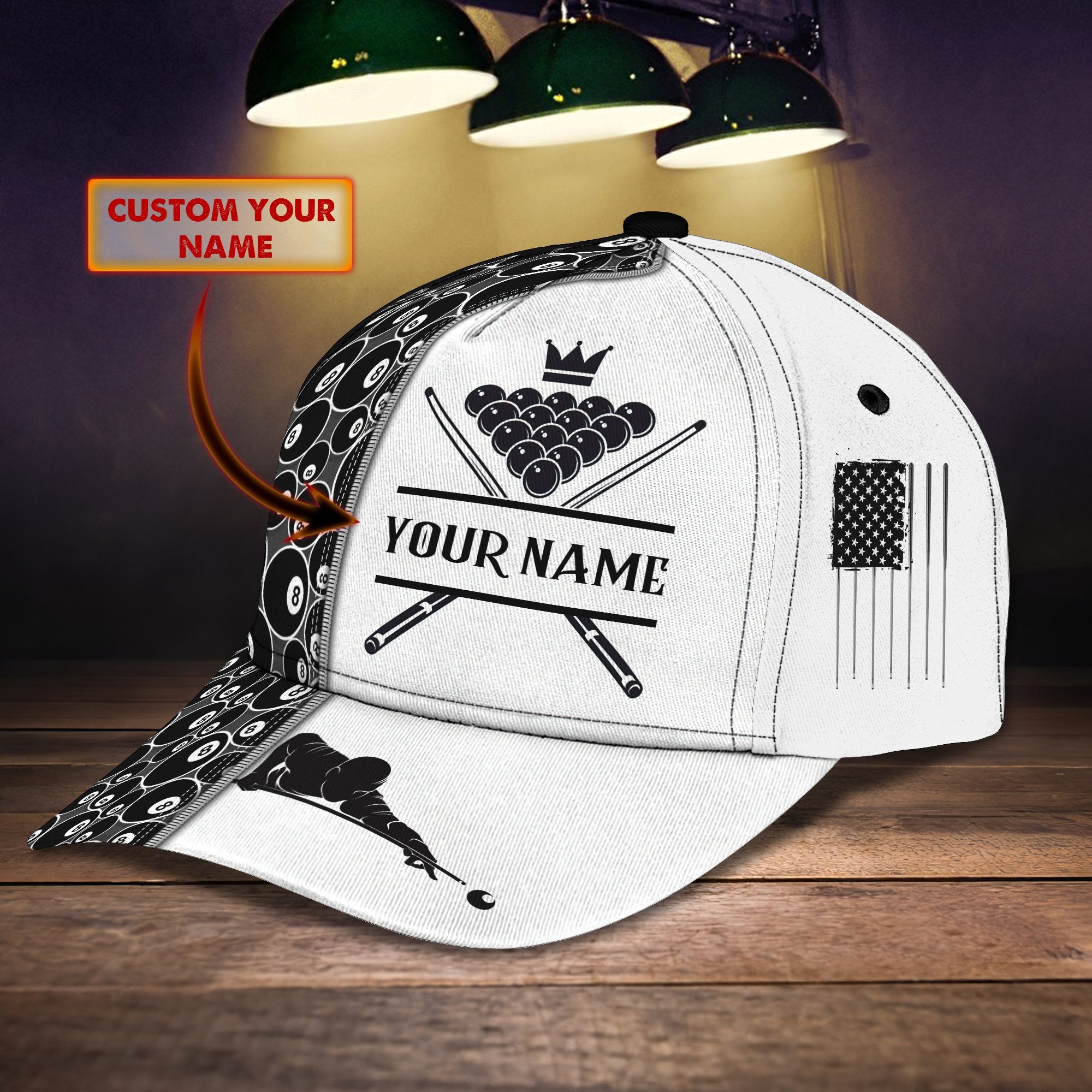 3D Classic Cap Billiard Personalized Name Cap 01 Trucker Hats Custom Hats Gifts For Men & Women