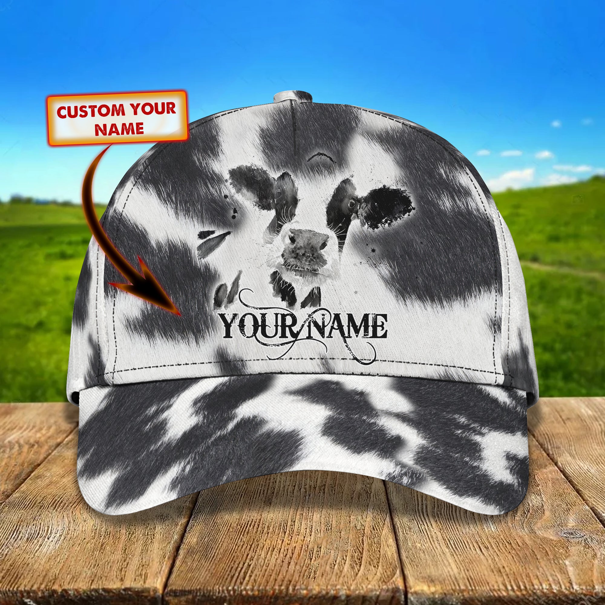 3D Classic Cap Cow Personalized Name Cap Trucker Hats Custom Hats Gifts For Men & Women
