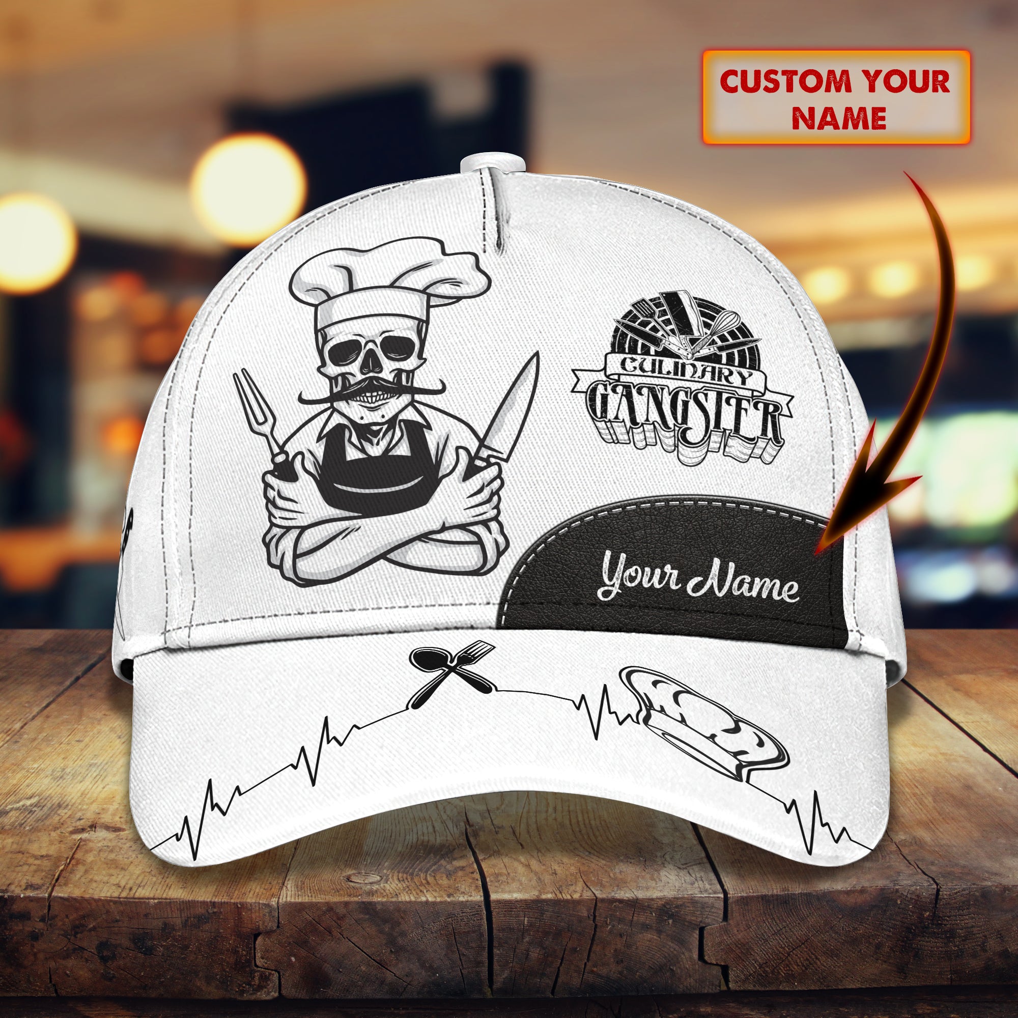 3D Classic Cap Culinary Gangster Personalized Name Cap For Chef Trucker Hats Custom Hats Gifts For Men & Women