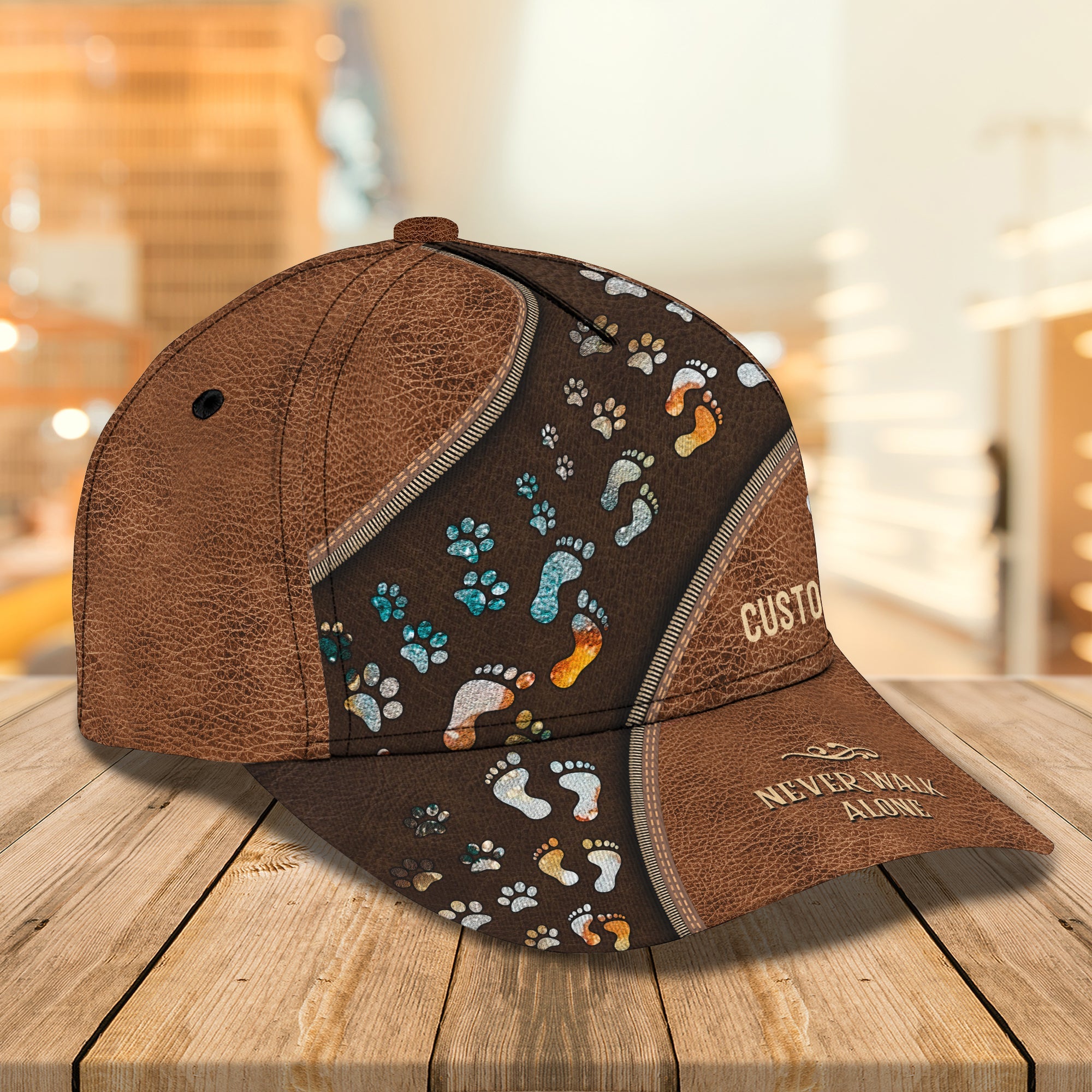 3D Classic Cap Customize Name Cap Never Walk Alone Paws Trucker Hats Custom Hats Gifts For Men & Women