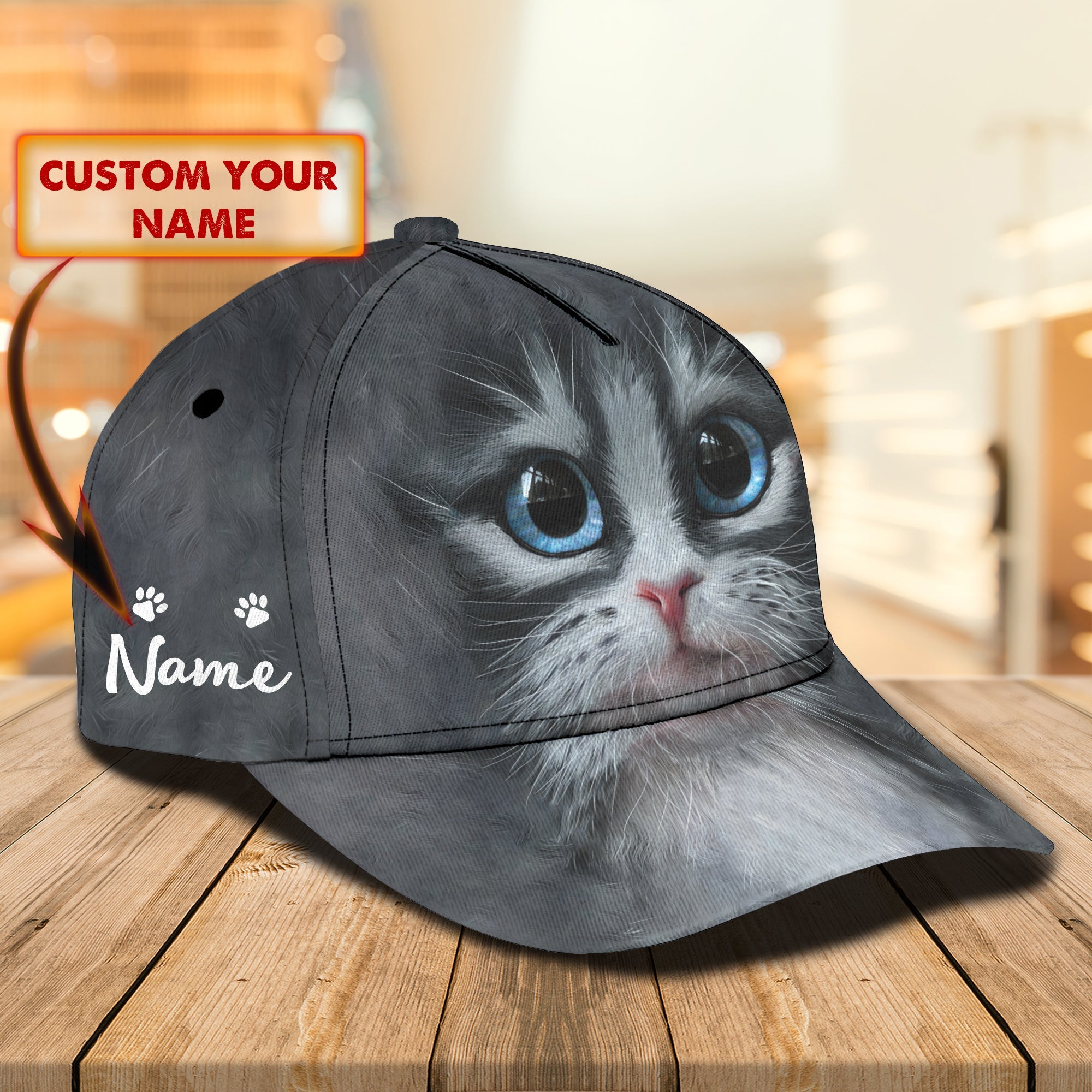 3D Classic Cap Cute Cat Personalized Name Cap 13 Trucker Hats Custom Hats Gifts For Men & Women