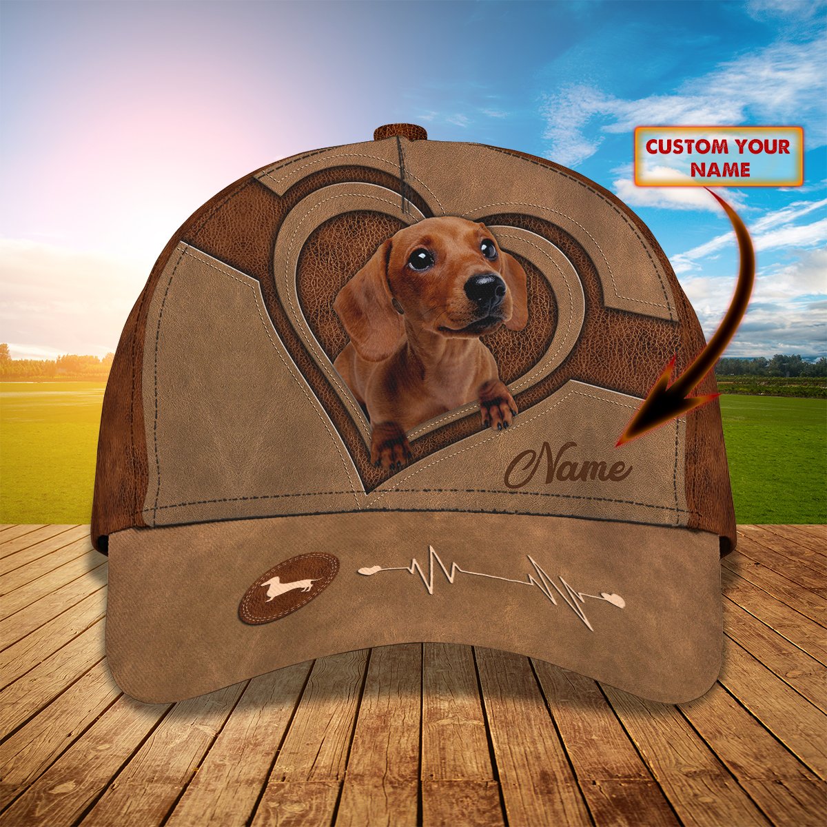 3D Classic Cap Dachshund Personalized Name Cap Trucker Hats Custom Hats Gifts For Men & Women