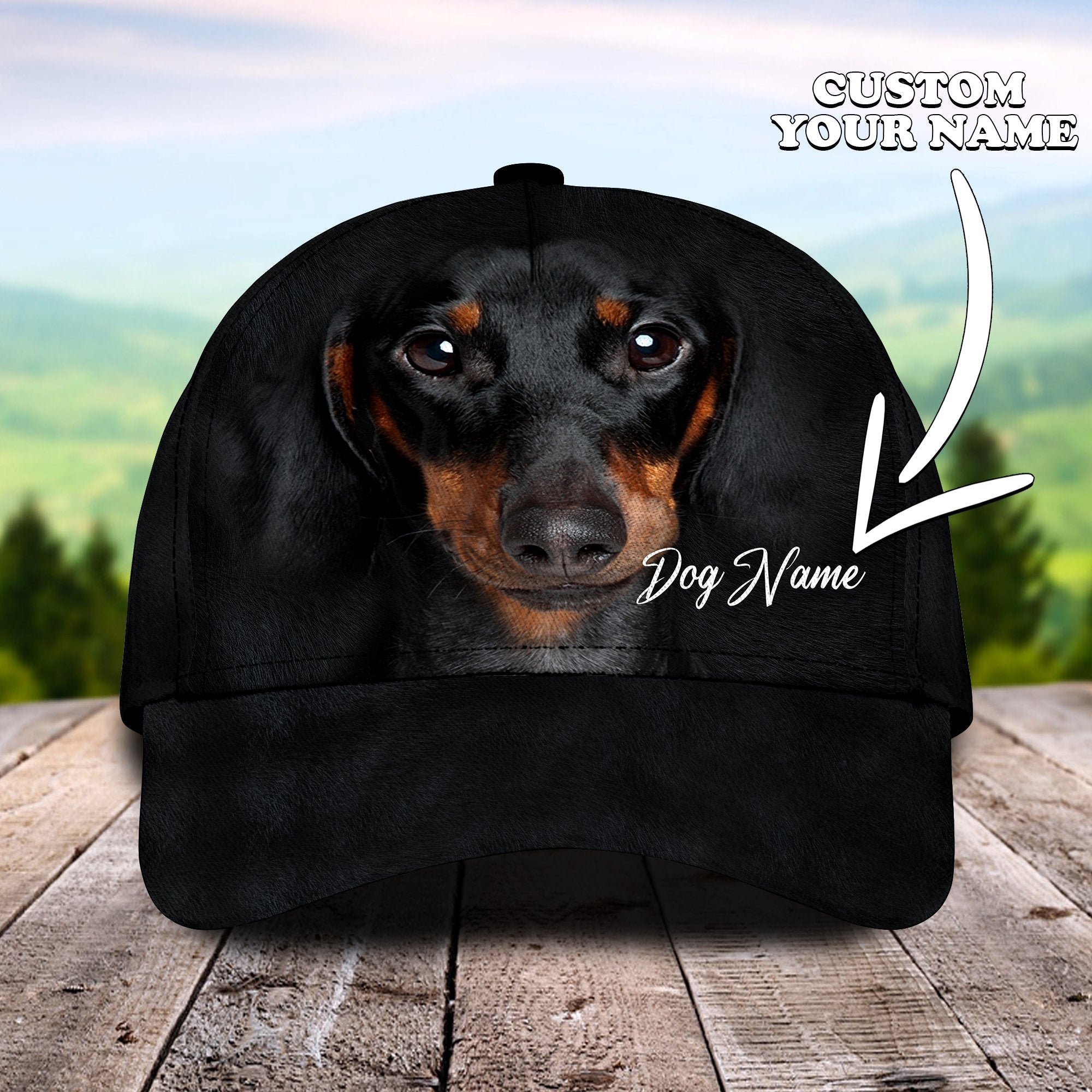 3D Classic Cap Dachshund Personalized Name Cap Trucker Hats Custom Hats Gifts For Men & Women