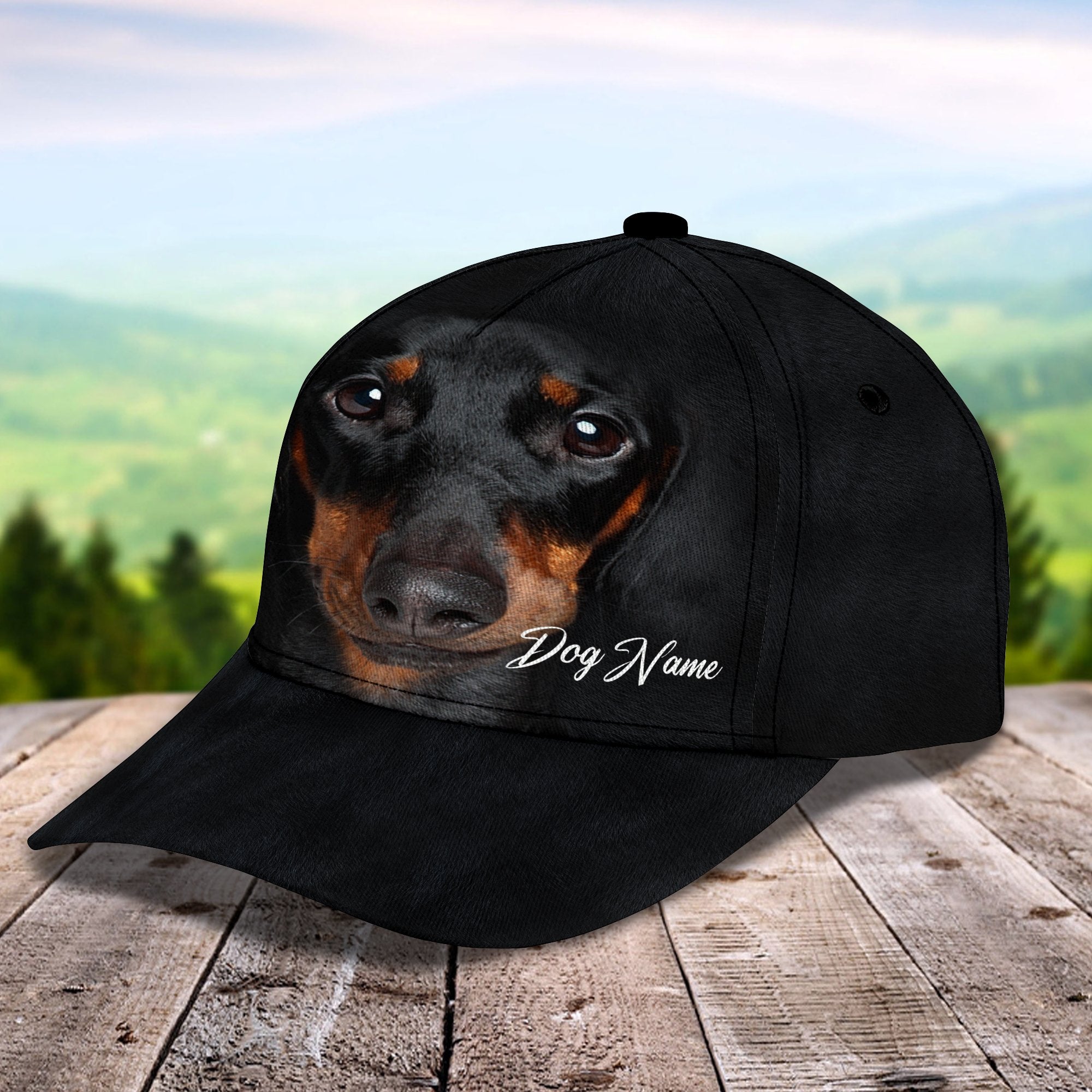 3D Classic Cap Dachshund Personalized Name Cap Trucker Hats Custom Hats Gifts For Men & Women