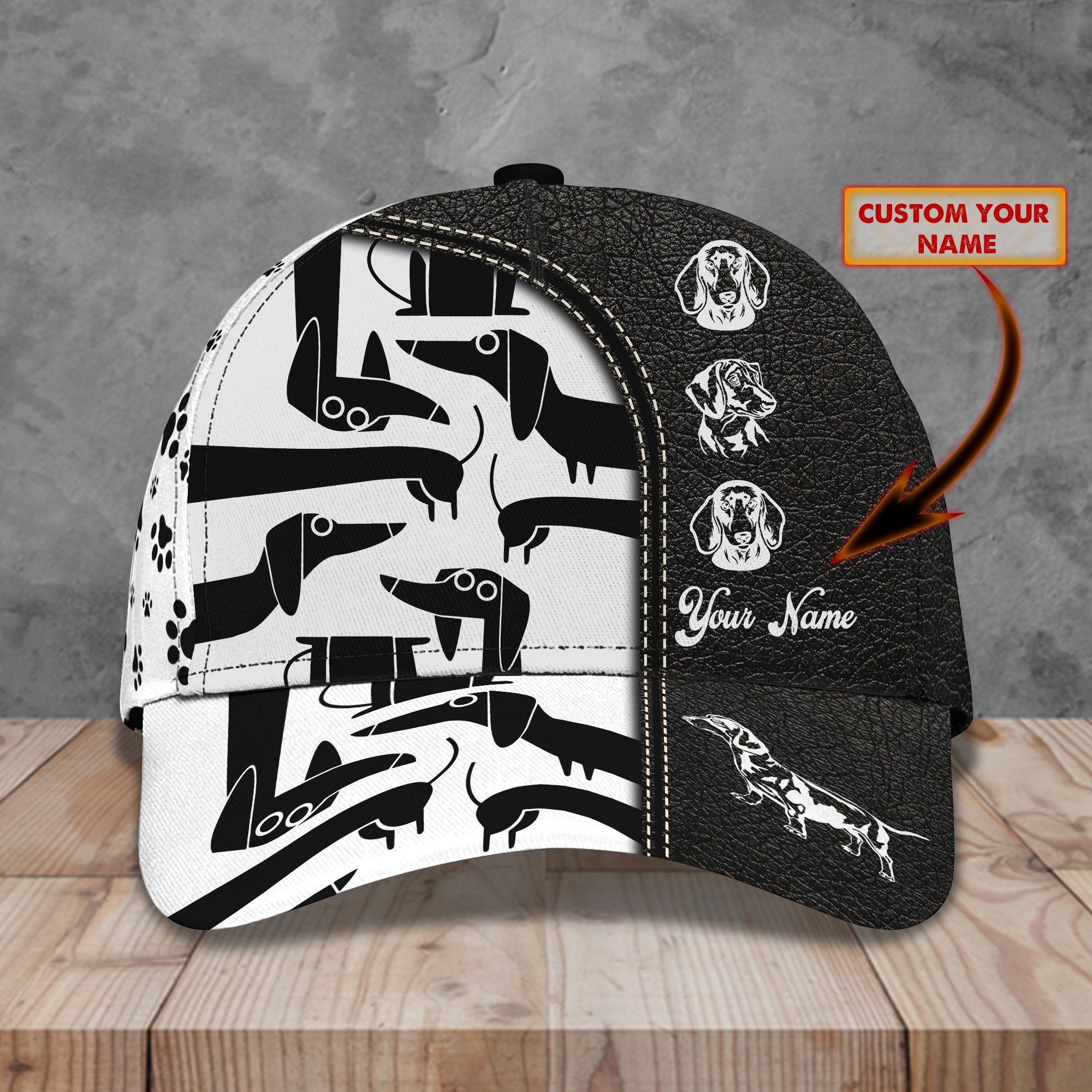 3D Classic Cap Dachshund Personalized Name Cap Love Trucker Hats Custom Hats Gifts For Men & Women